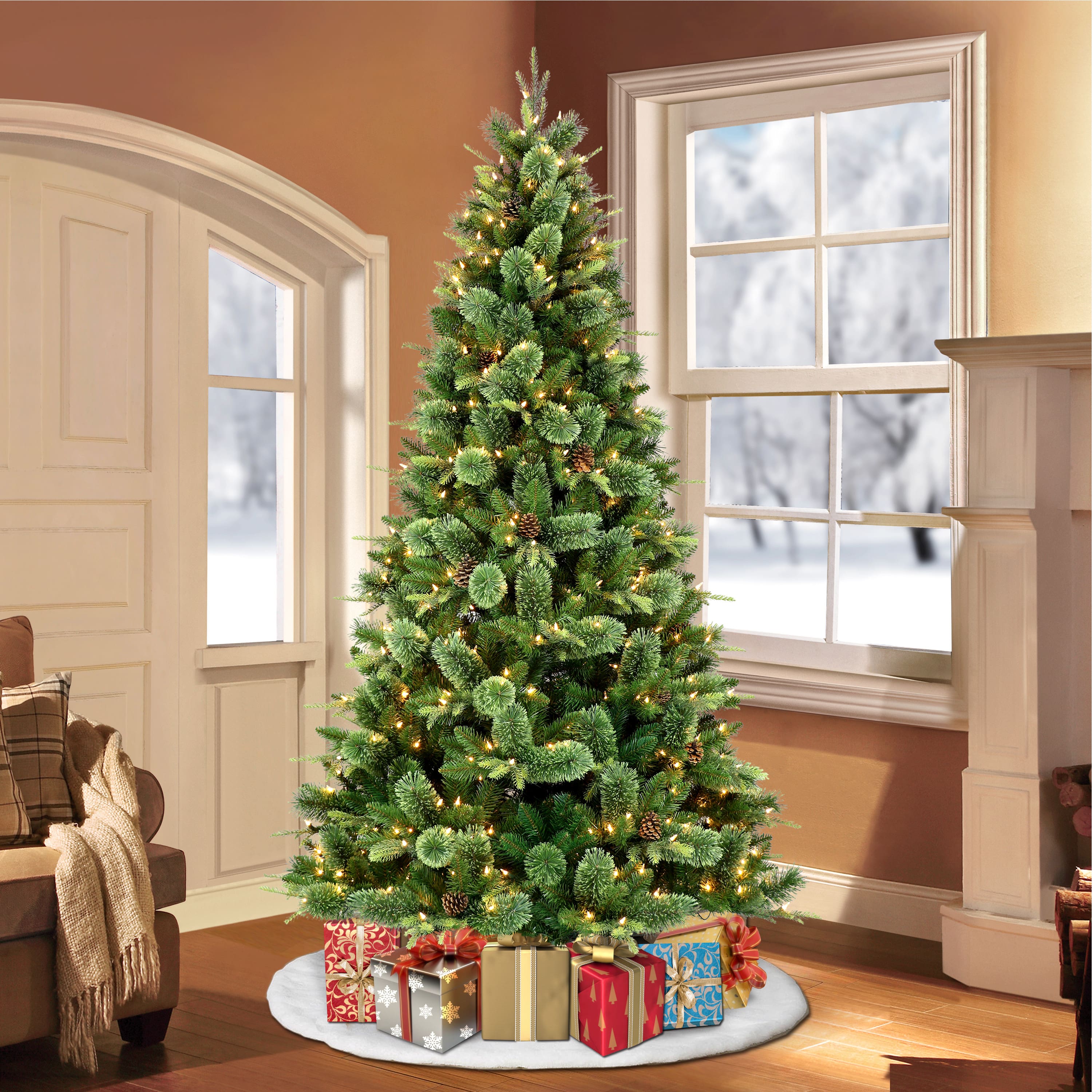 7.5ft. Pre-Lit Montana Pine Artificial Christmas Tree, Clear Lights