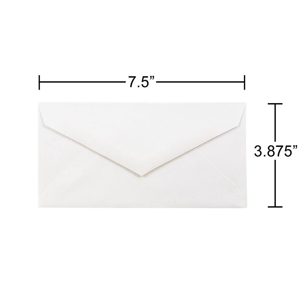 JAM Paper 3.875" x 7.5" Bright White Wove Monarch Strathmore Invitation Envelopes, 50ct.