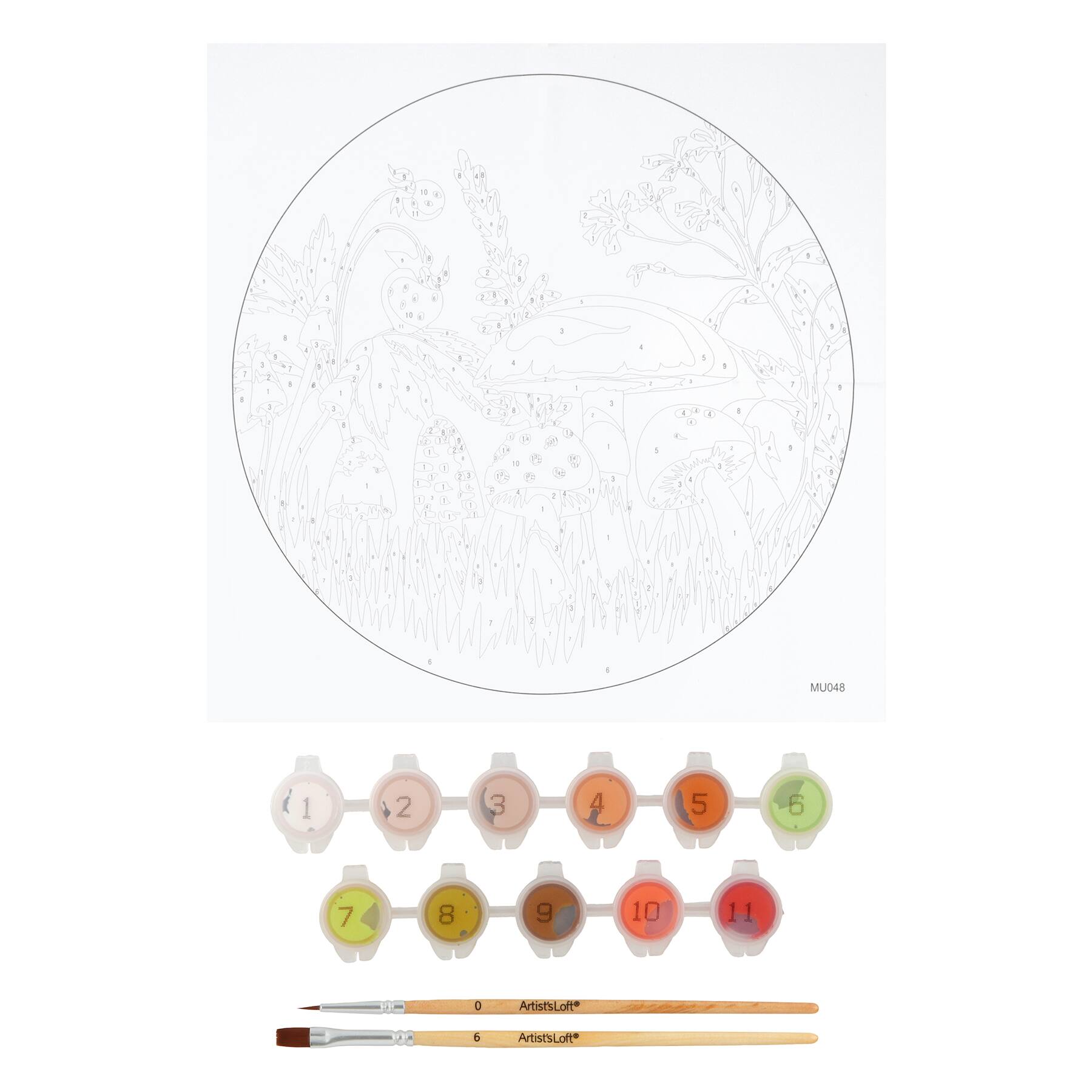 Mushroom Paint-by-Number Plywood Surface Kit by Artist's Loft®