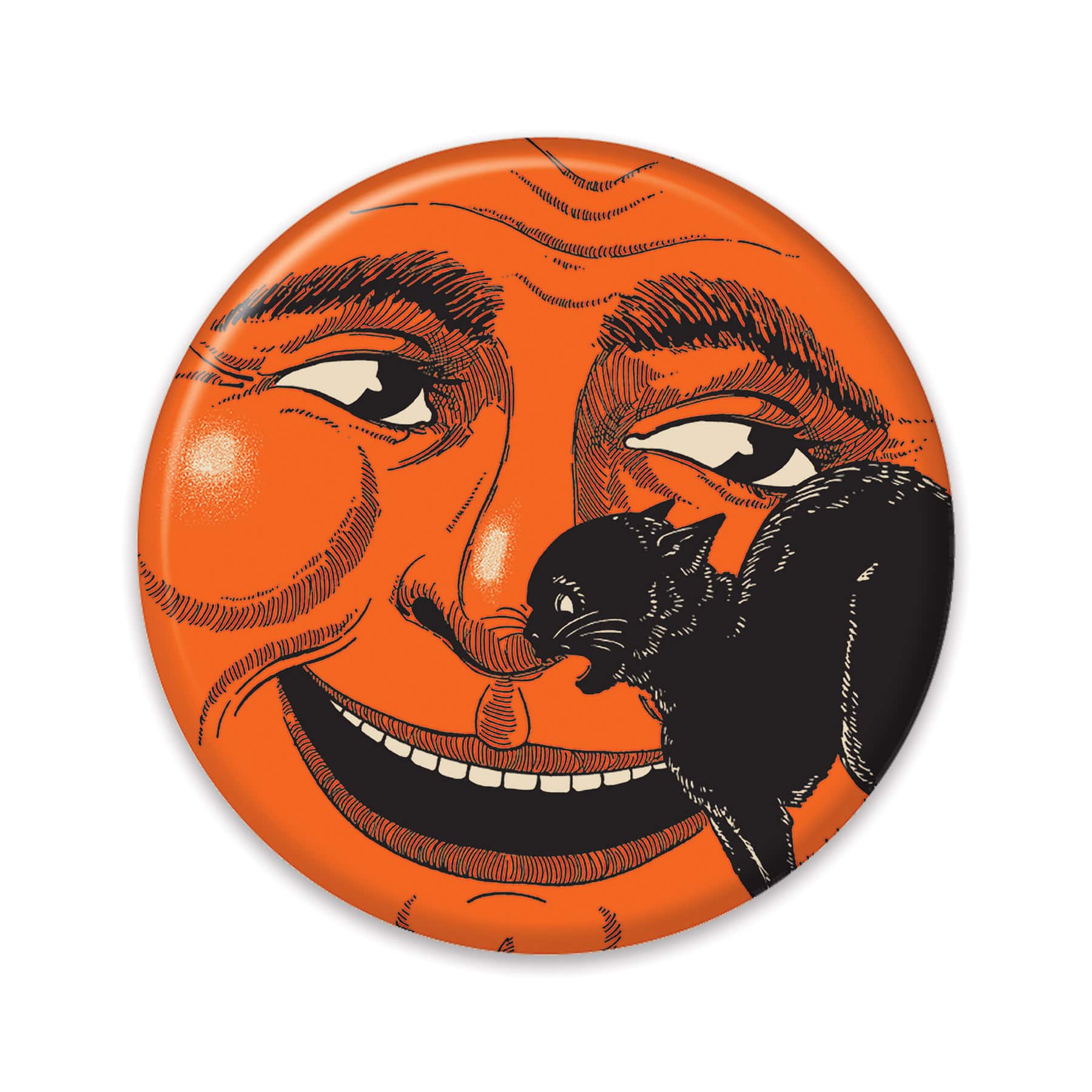Beistle Vintage Halloween Cat & Moon Button, 6ct.