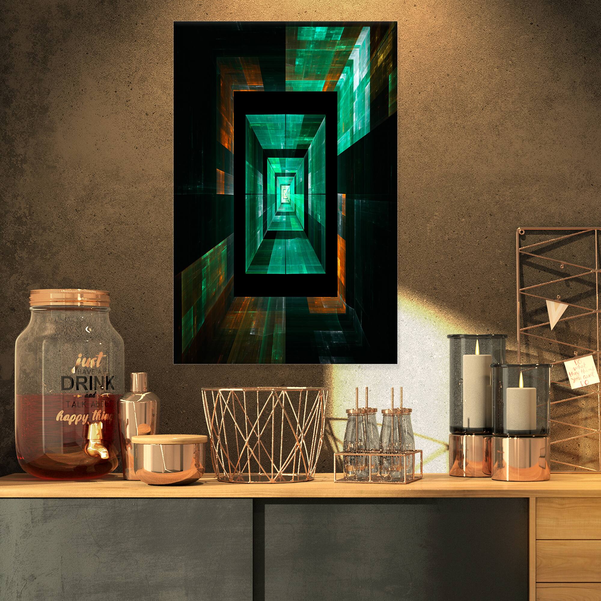 Designart - Deep Green Infinite Cube