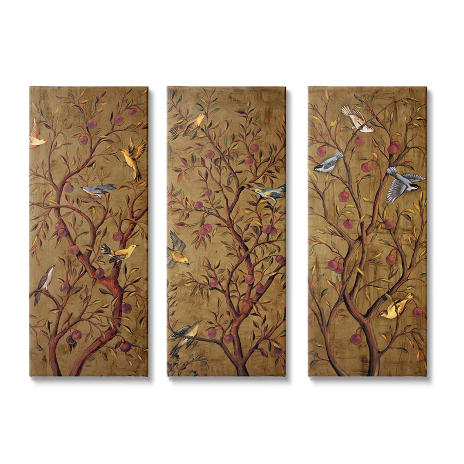 Stupell Industries Vintage Plum Tree with Perched Birds Wall Art, 3ct.