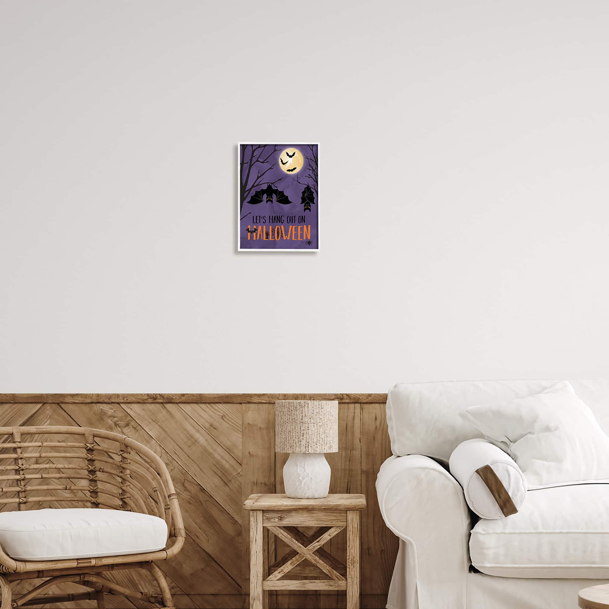 Stupell Industries Let's Hang Halloween Bats Framed Giclee Art