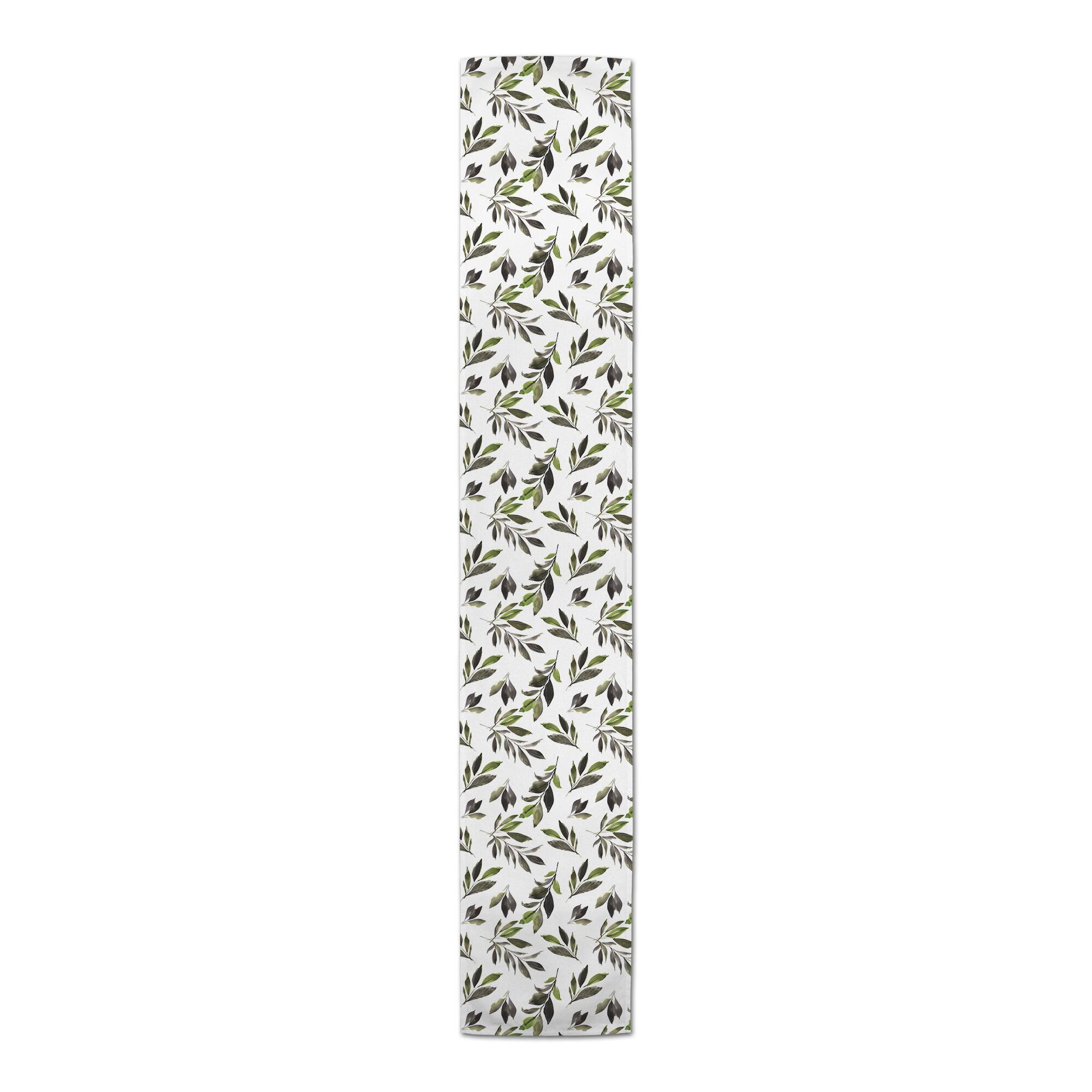 Watercolor Leaves Pattern 16" x 72" Cotton Twill Runner