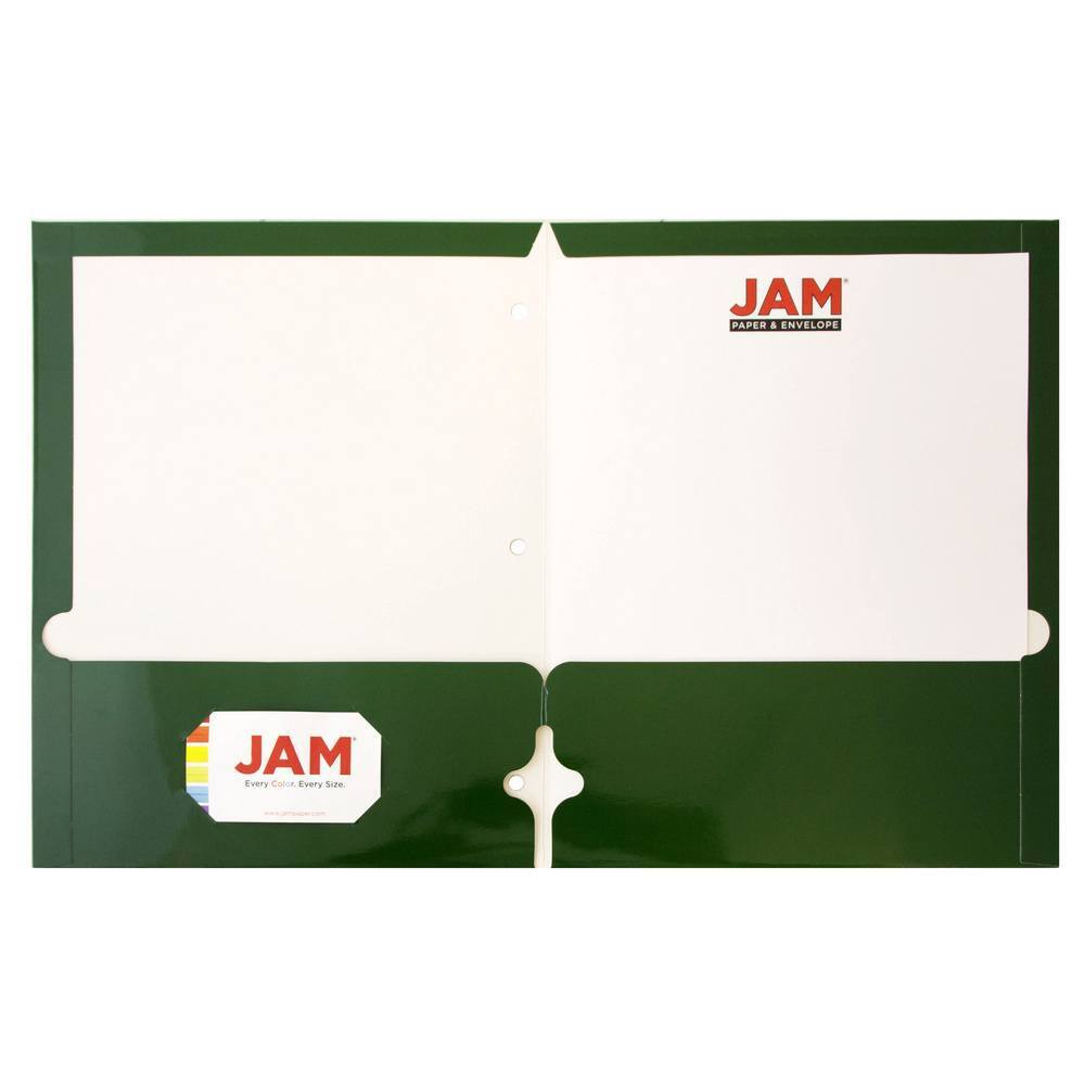 JAM Paper Laminated 2-Pocket Glossy 3-Hole Punch School Folders, 6ct.