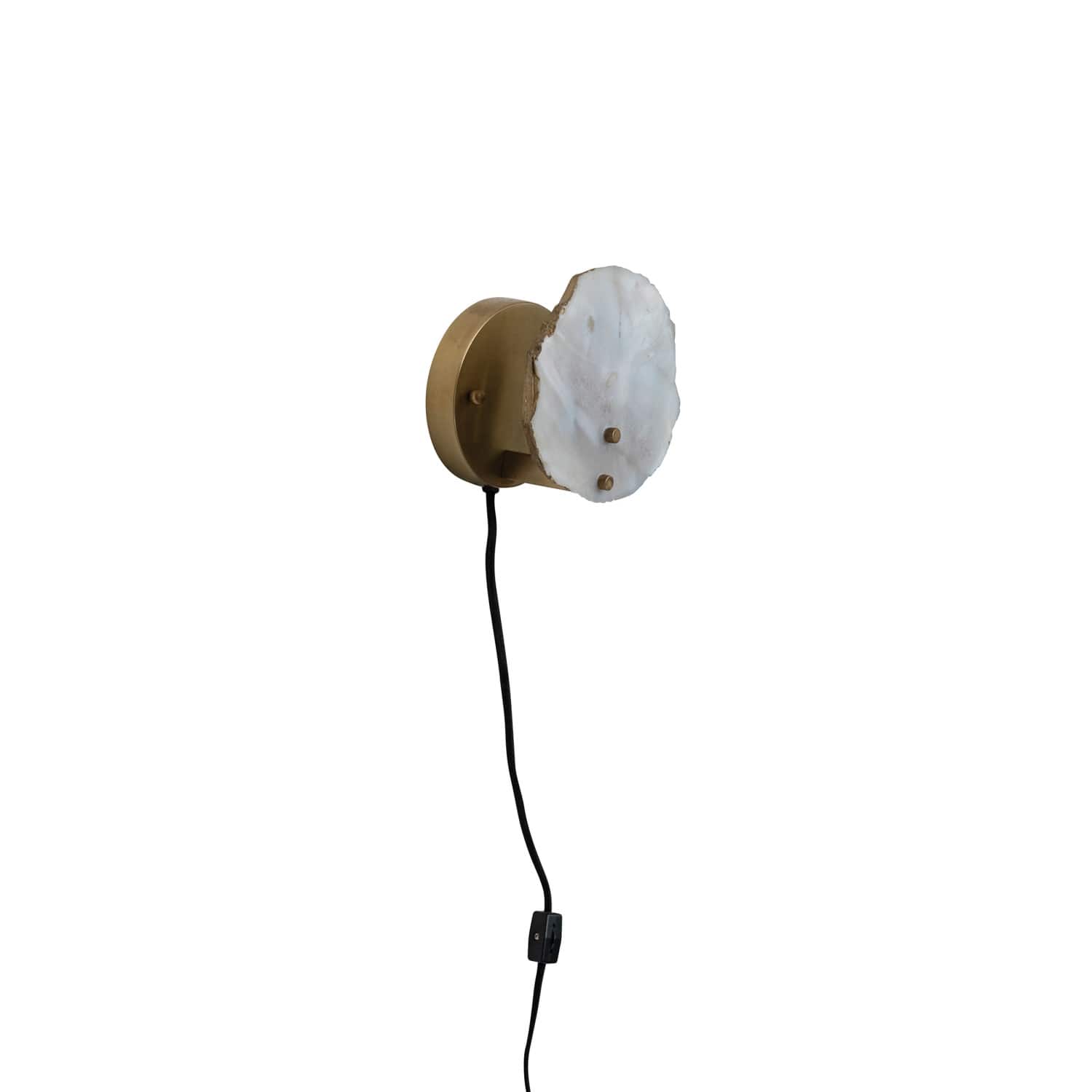 Hello Honey® 6" Natural & Brass Finish Agate & Metal Wall Lamp
