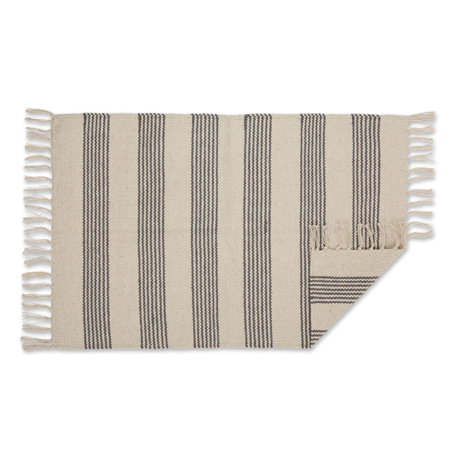 DII® Gray Ticking Stripe Hand-Loomed Rug, 2ft. x 3ft.