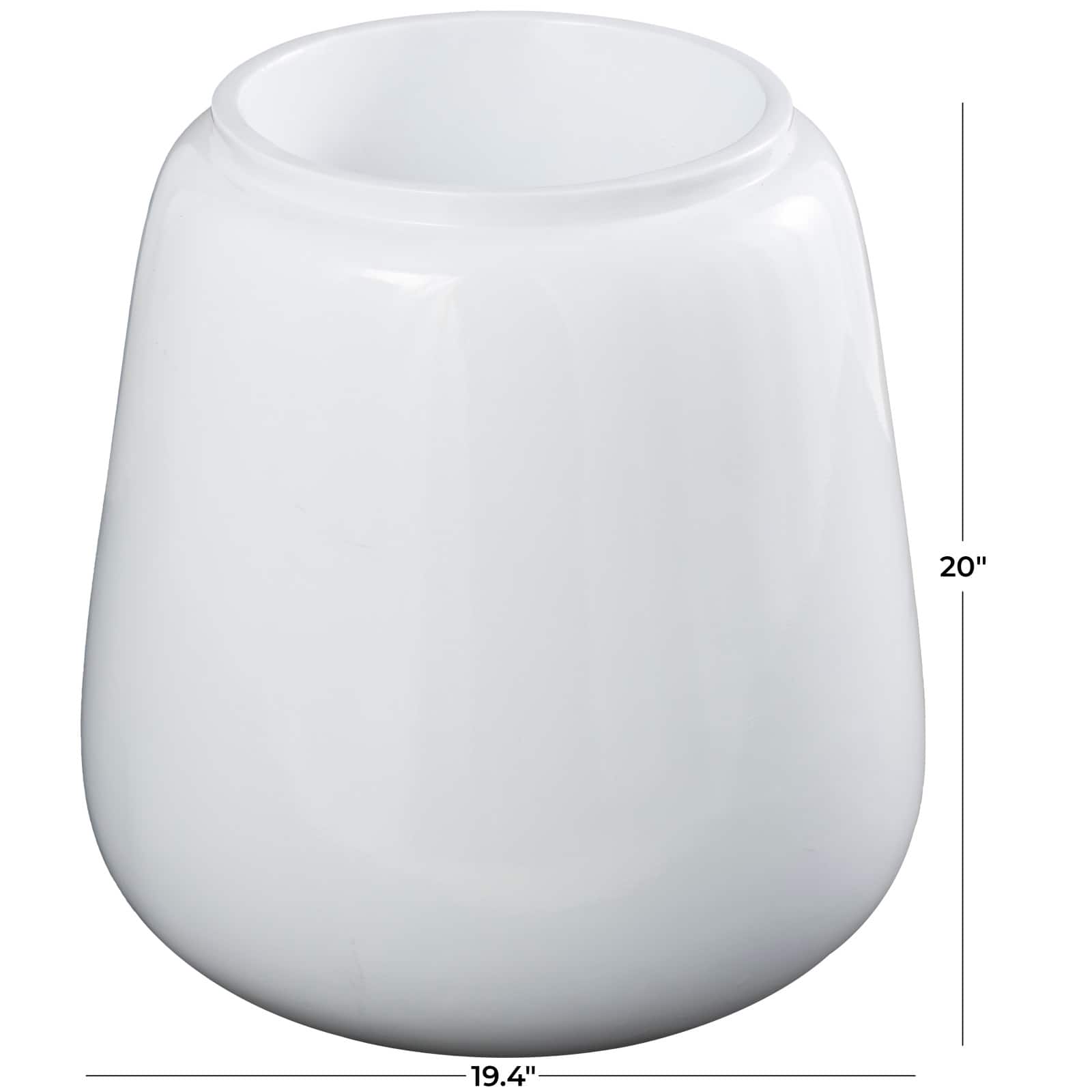 20" White Modern Wide Floor Vase