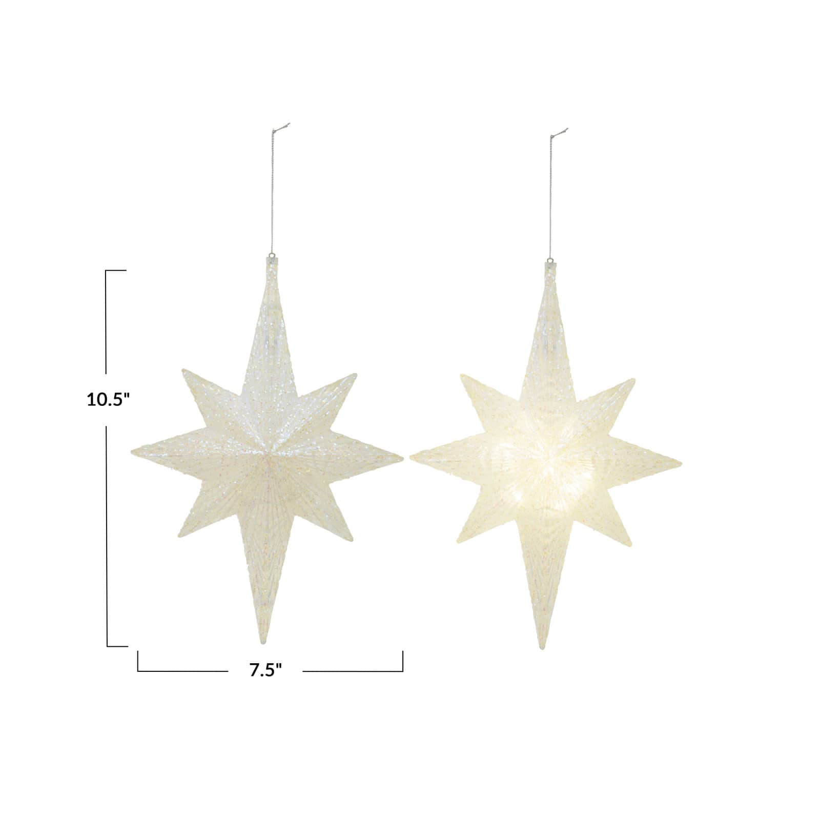 Hello Honey® 10.5" White Glitter LED Plastic Star Ornament