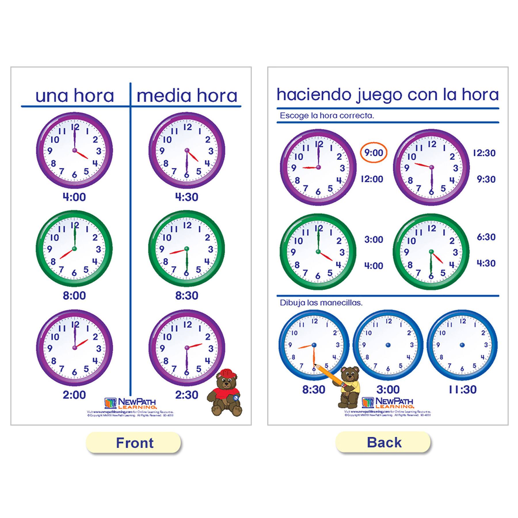 NewPath Learning® 12" x 18" Time & Money Bulletin Board Charts Set, Spanish Edition