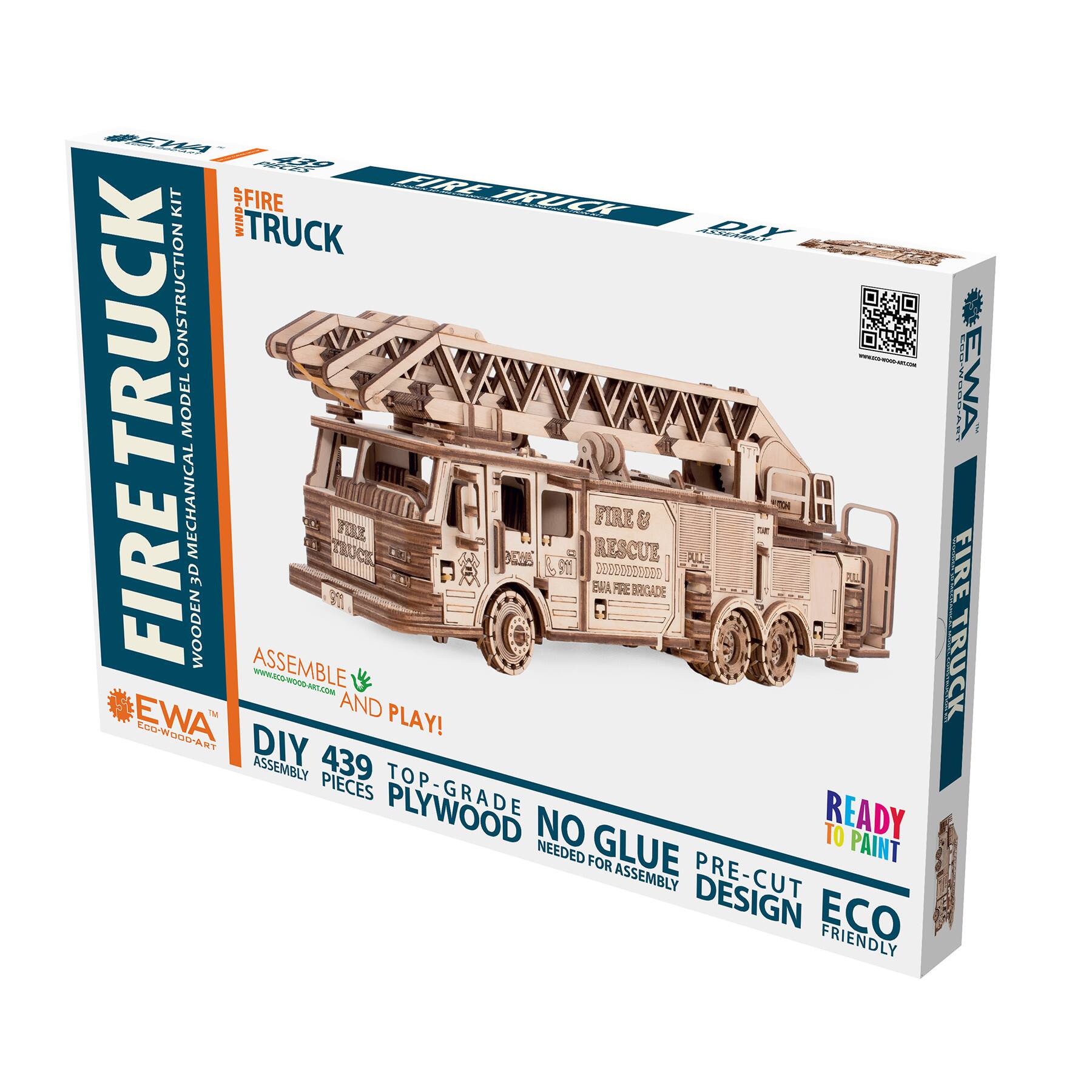 EWA™ Eco-Wood-Art Fire Truck 3D Wooden STEM Construction Kit