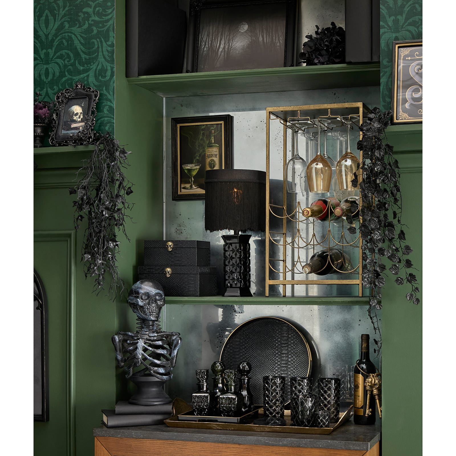 9-Bottle Wine Rack Shelf with Glass Holder by Ashland®