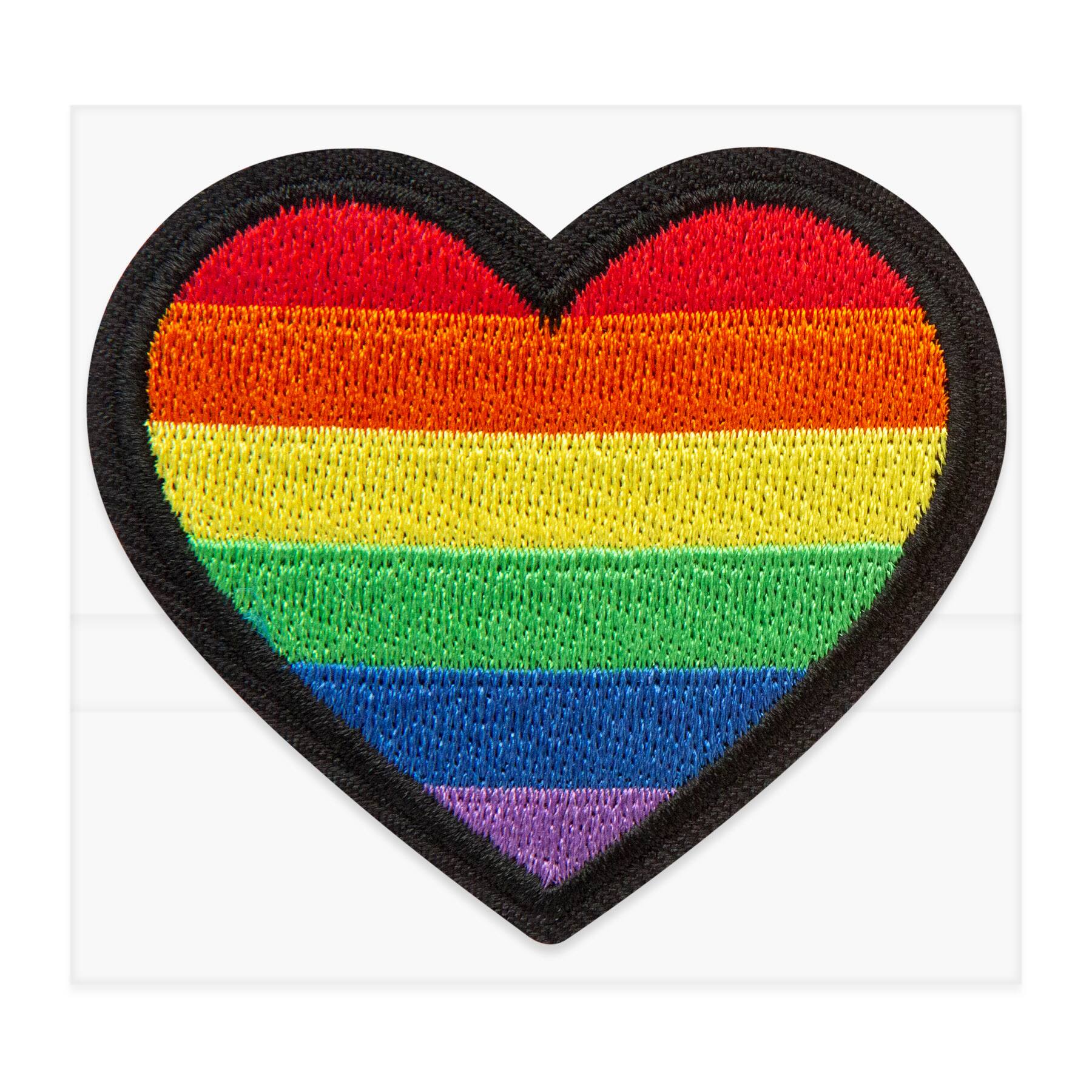 Rainbow Heart Embroidered Iron-On & Adhesive Patch by Make Market®