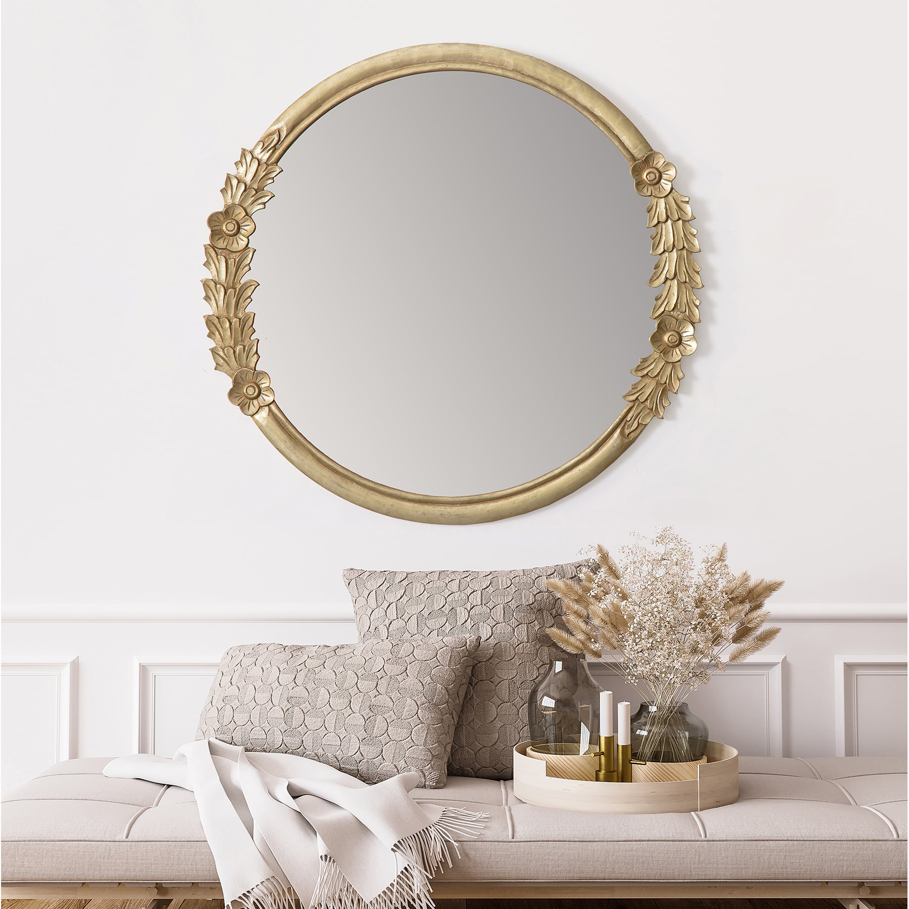 Habitat Pippet 27.5" Gold Floral Framed Mirror