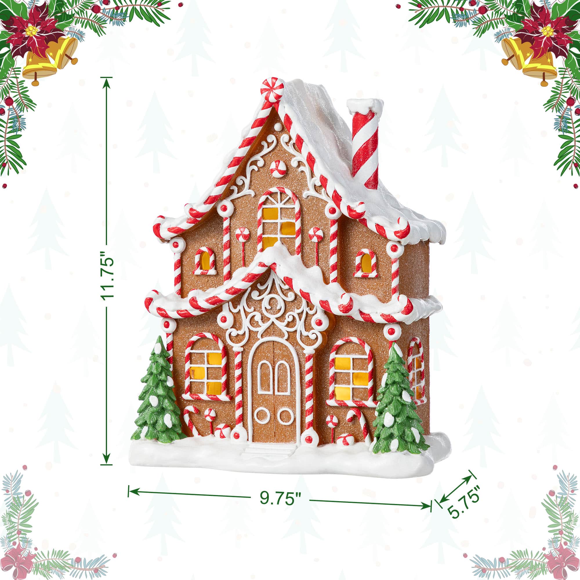 Glitzhome® 11.75" Christmas Lighted Resin Village Table Decor