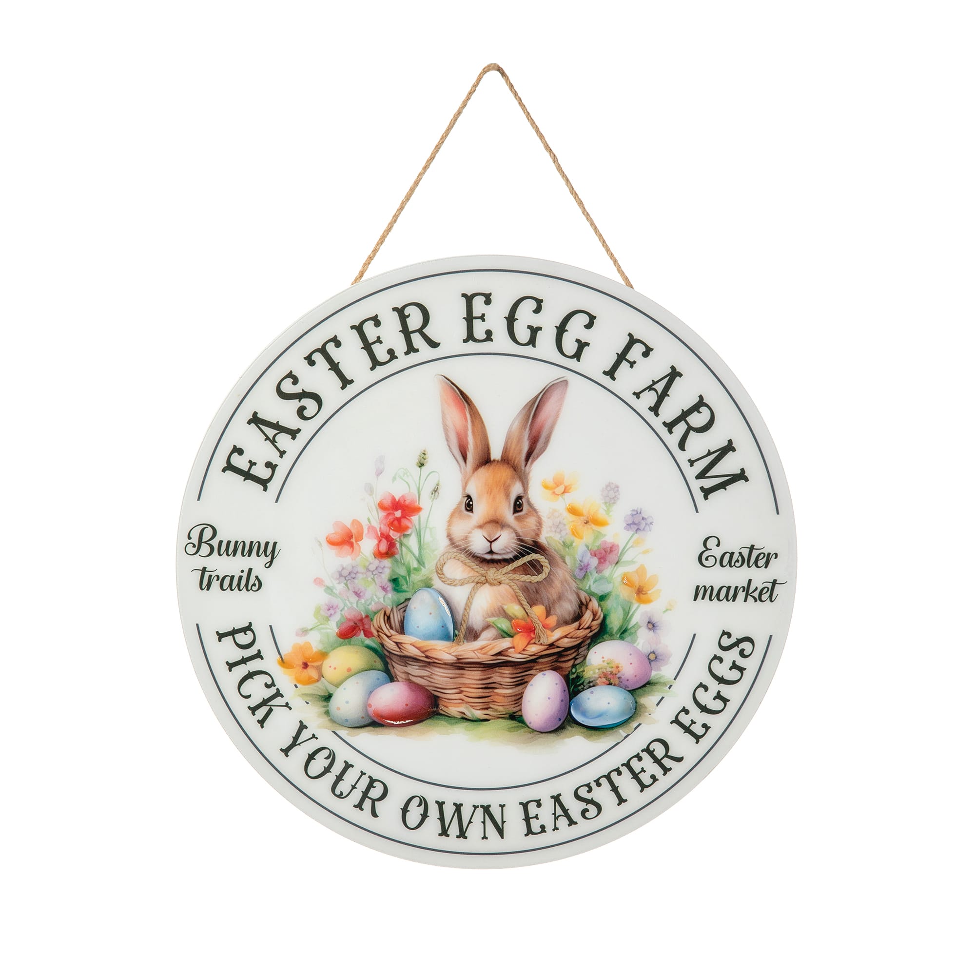 Glitzhome® 11.75" Easter Bunny Round Wall or Door Hanger
