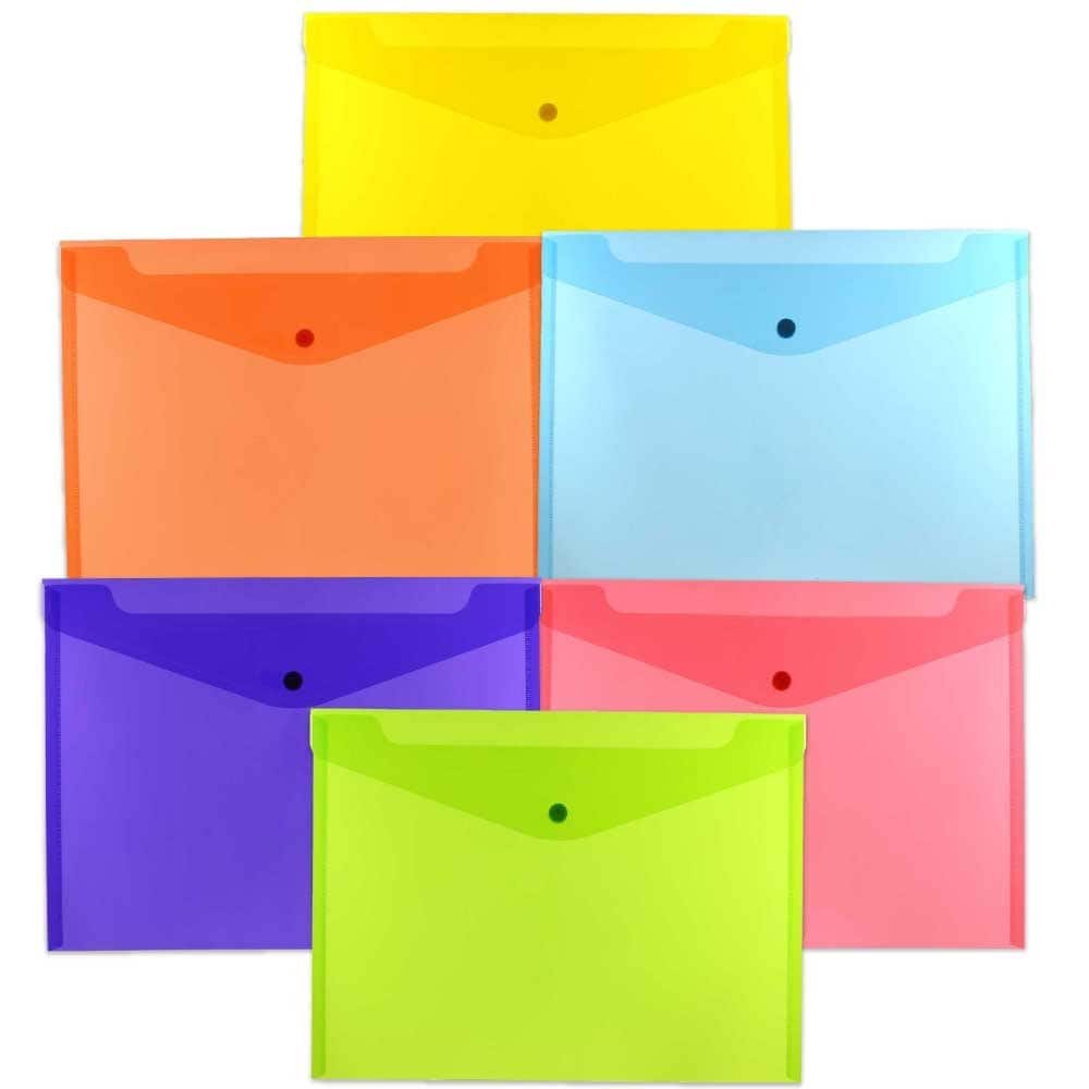 JAM Paper 9.75" x 13" Assorted Plastic Snap Closure Envelopes, 12ct.