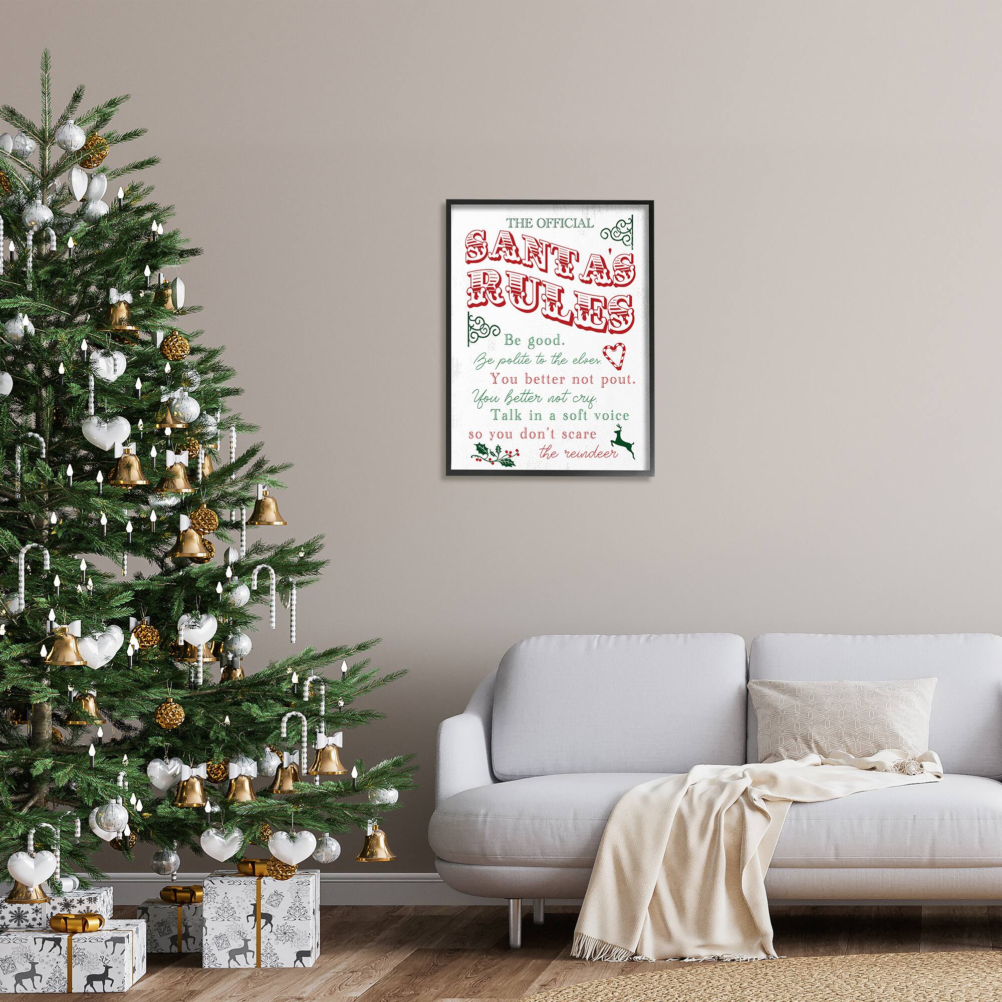 Stupell Industries Official Santa's Rules Christmas List Framed Giclee Art