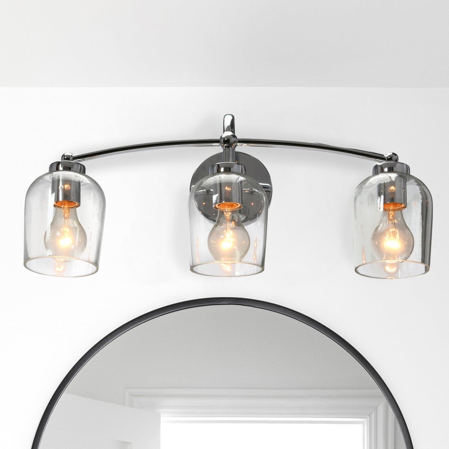 Hello Honey® Robert Stevenson Lighting Adrian Metal & Clear Glass 3-Light Vanity