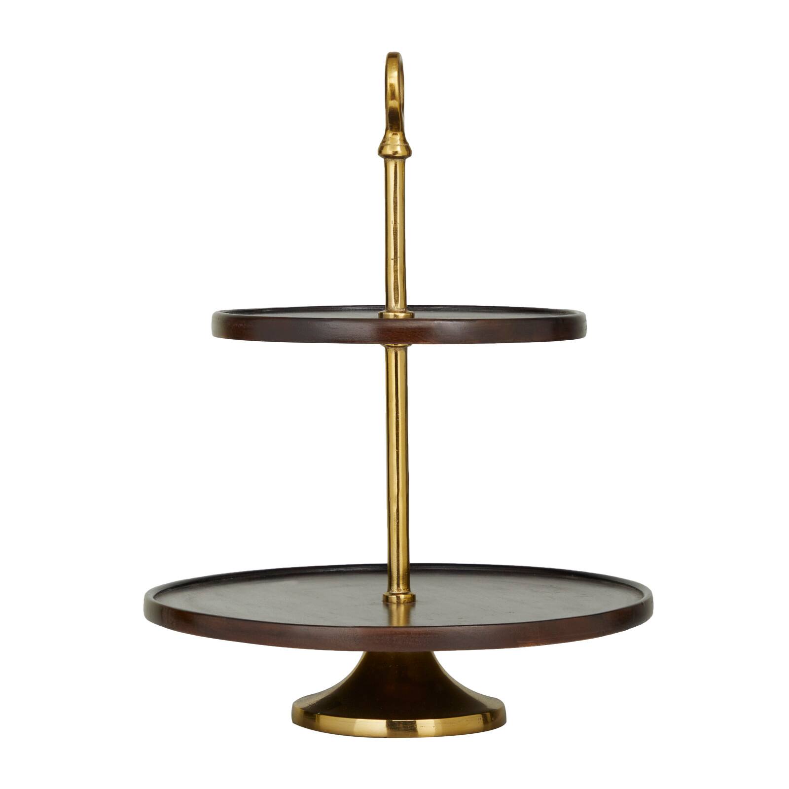 Brown Coastal Tiered Server, 14" x 14" x 18"