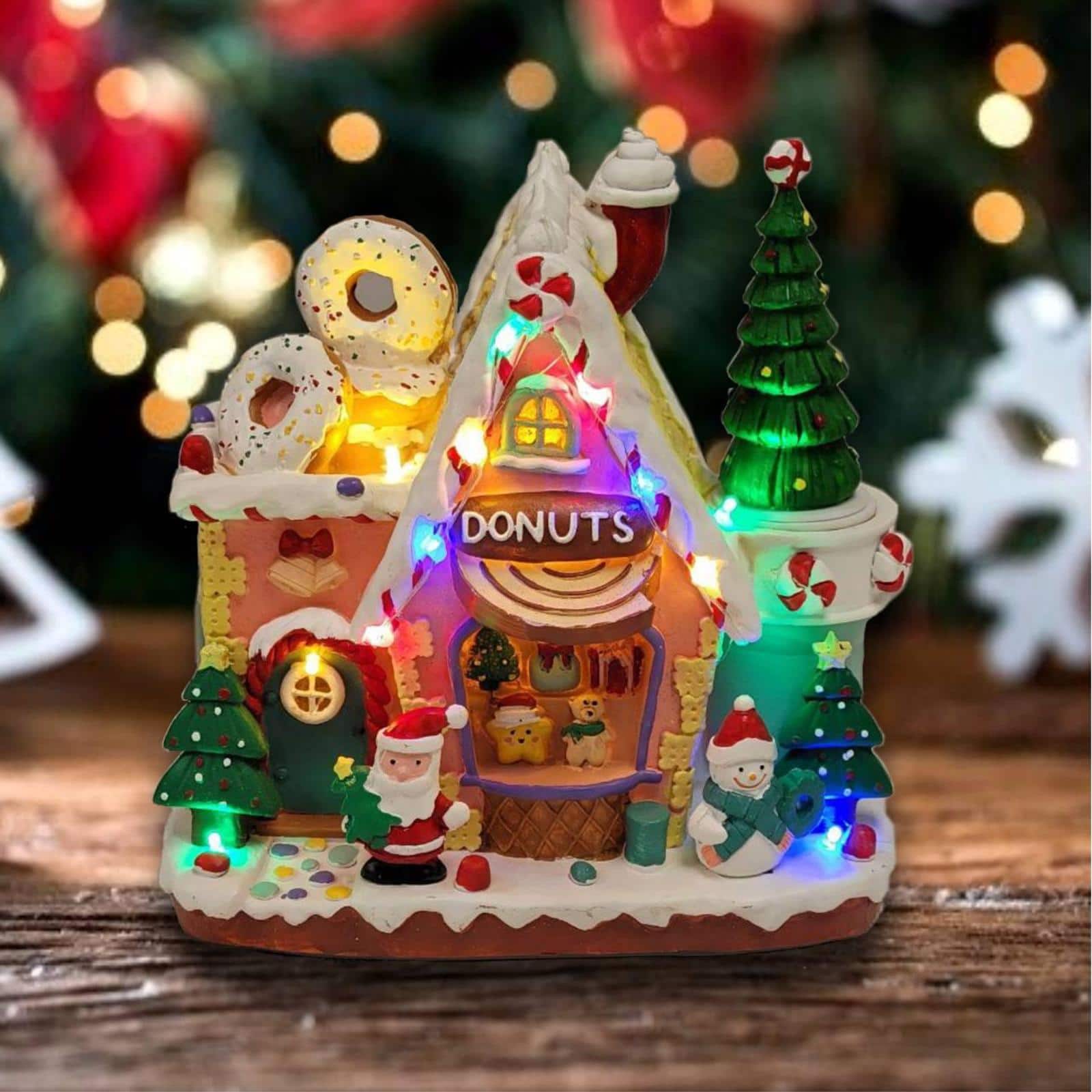 Wizardi 20" Gingerbread Donuts House Christmas Village Decoration