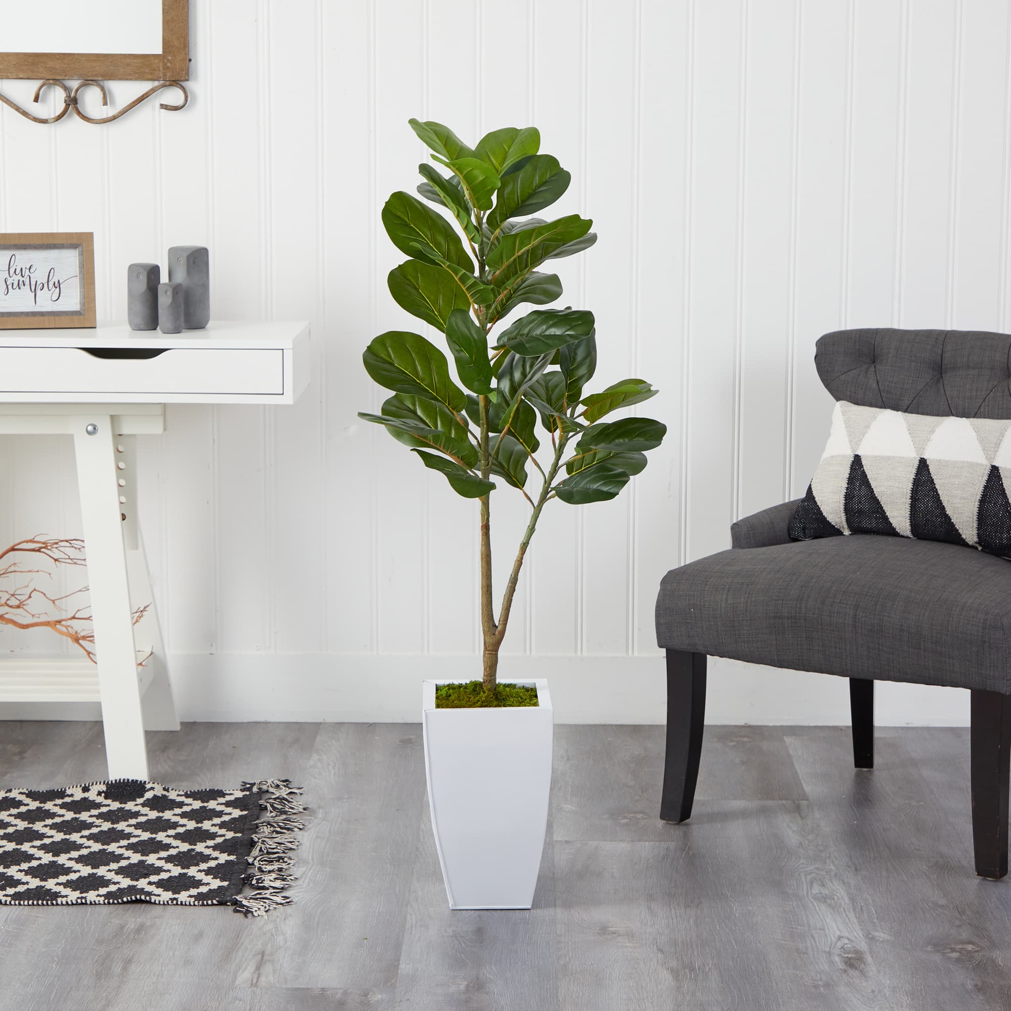 4ft. Fiddle Leaf Fig Tree in Metal Planter