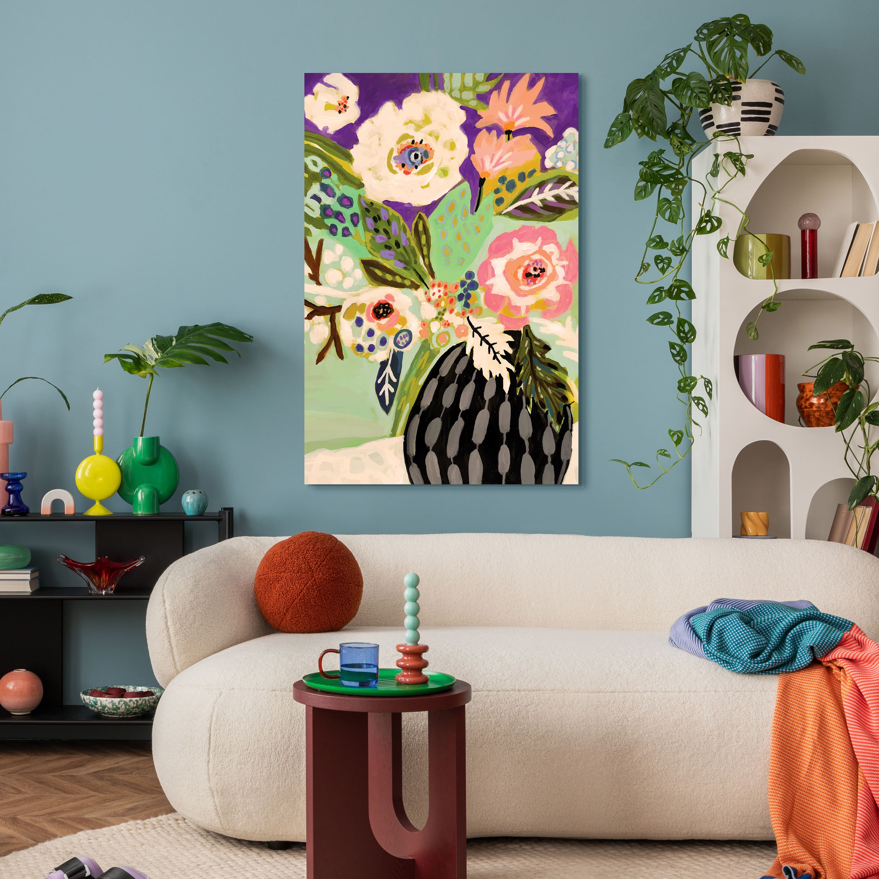 Empire Art Direct 32" x 48" Fresh Flowers in Vase I Frameless Free Floating Tempered Glass Wall Art