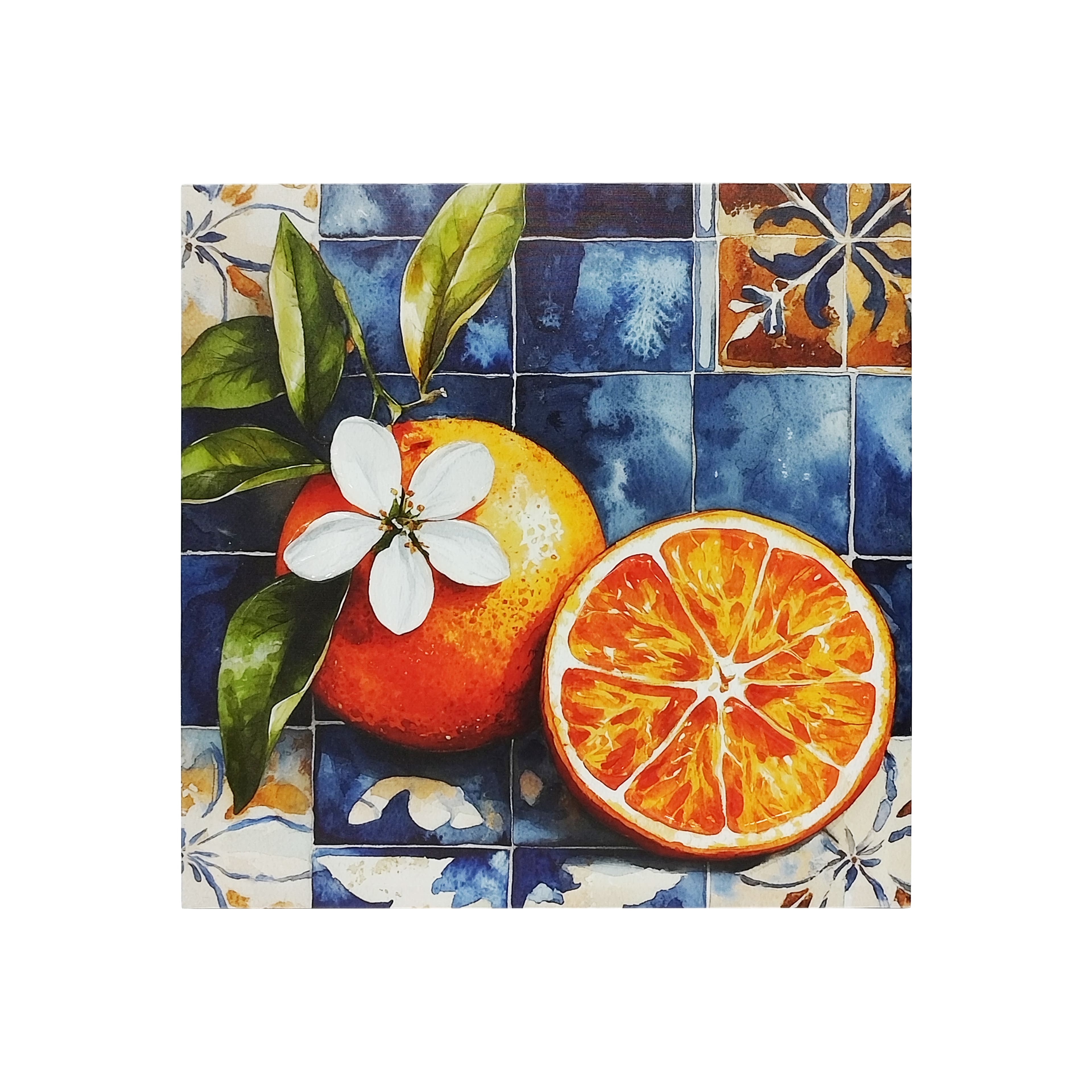 20" x 20" Oranges on Blue Tile Canvas Wall Art by Ashland®