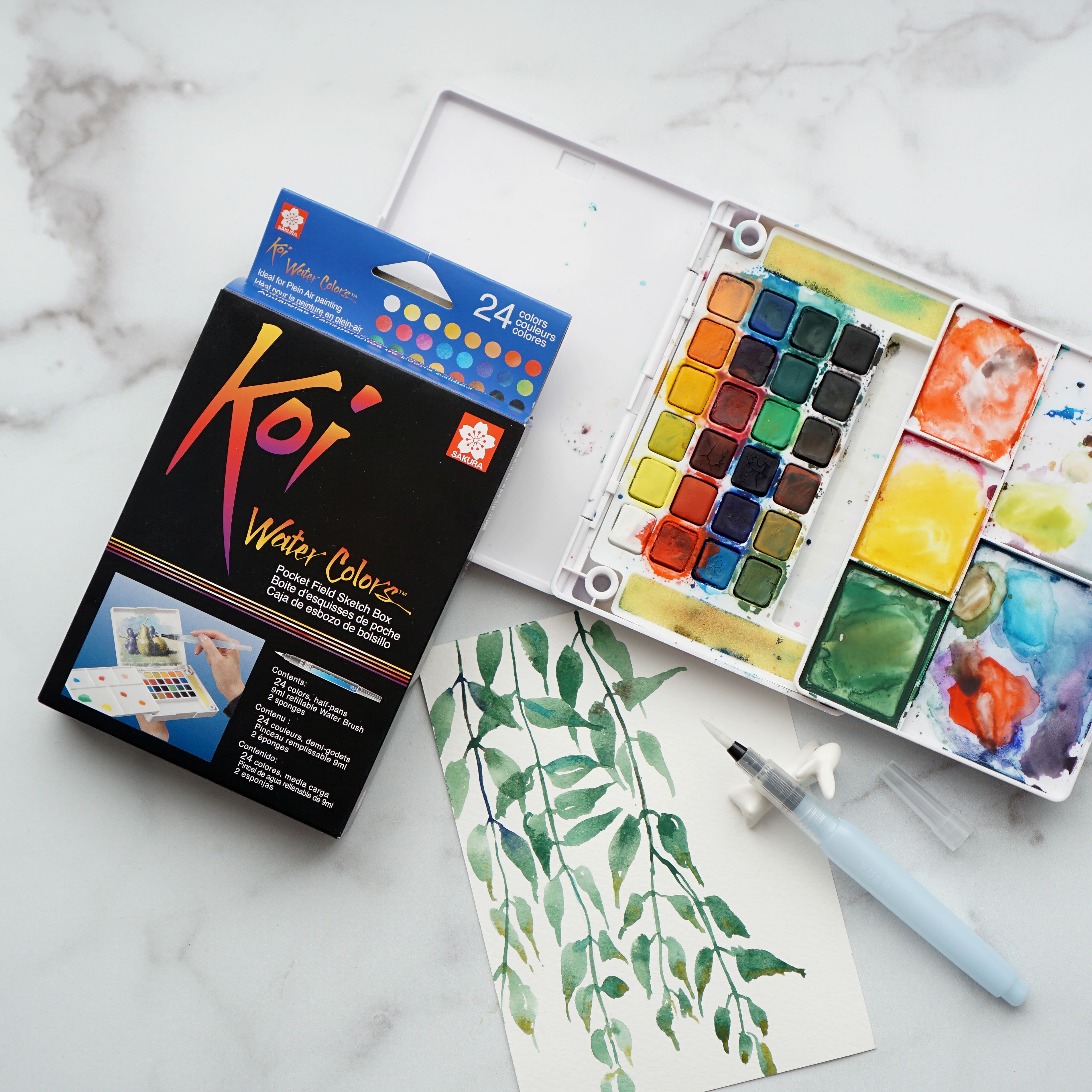 Koi® Water Colors™ Pocket Field Sketch Box, 24 Colors