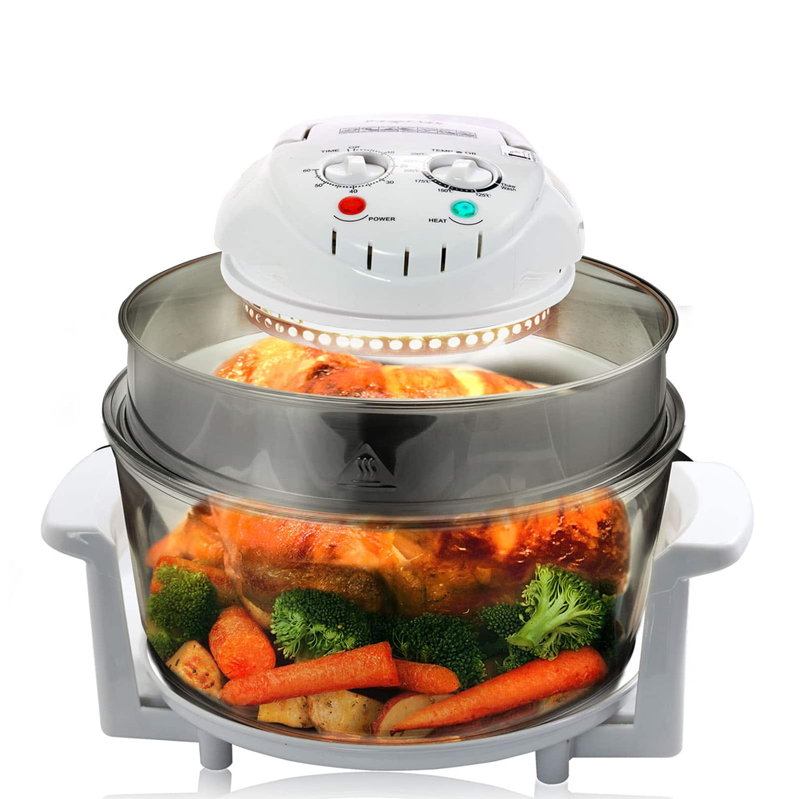 MegaChef 14.25" White Multipurpose Countertop Halogen Oven Air Fryer/Rotisserie/Roaster