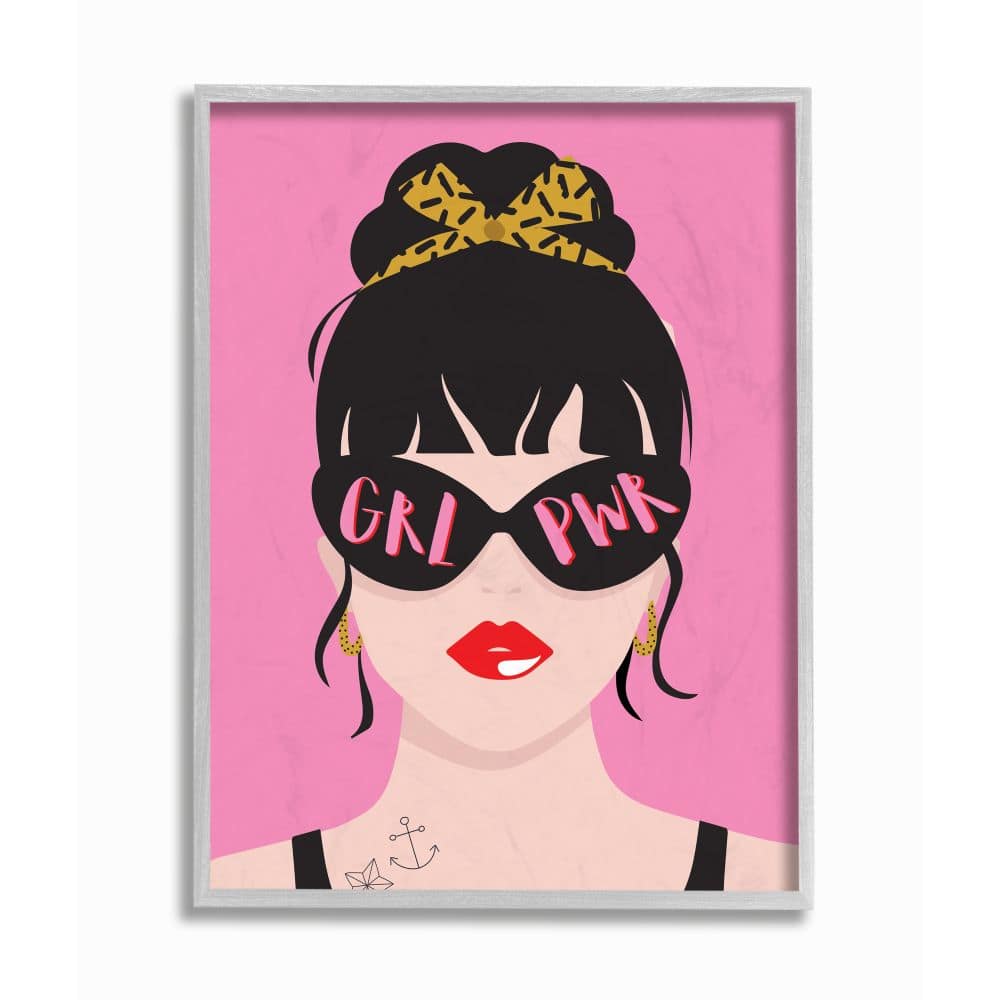 Stupell Industries Girl Power Punk Rock Wall Art in Gray Frame