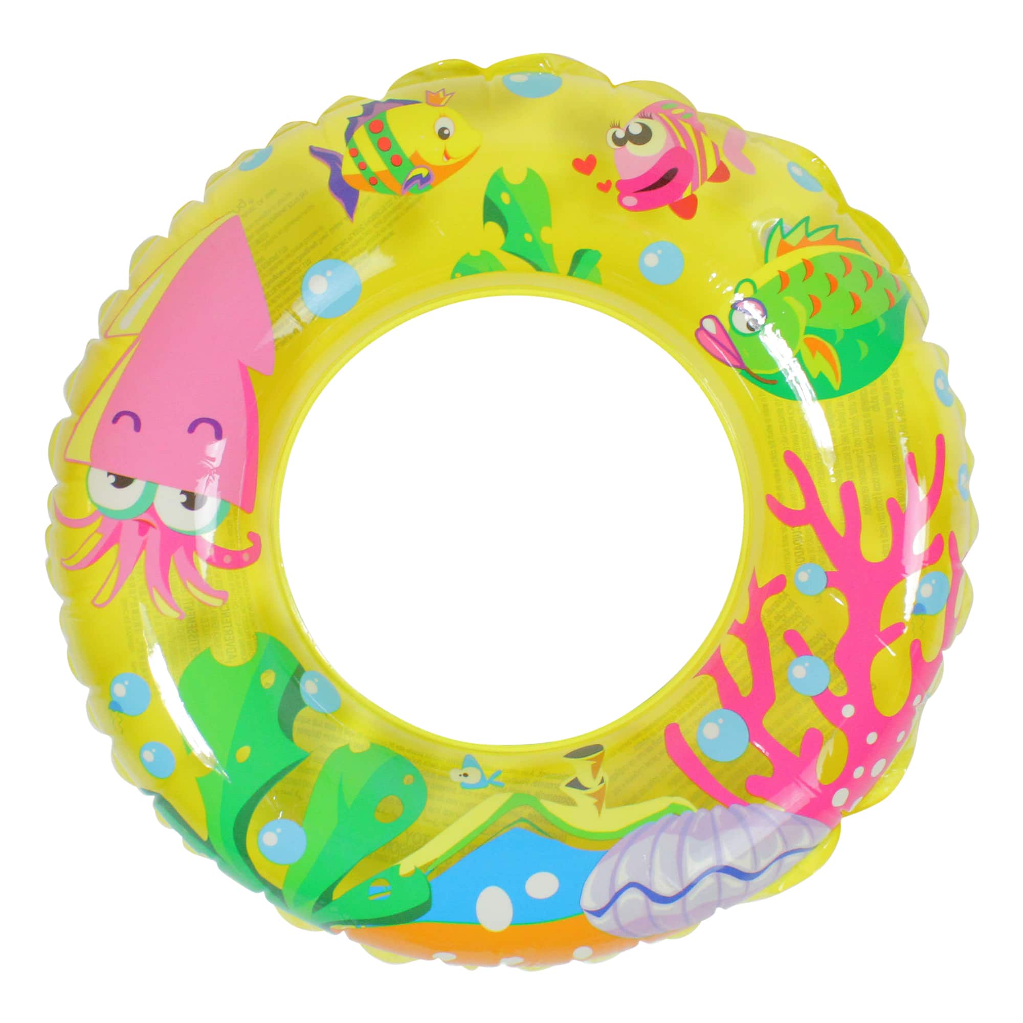 24" Yellow Sea Fish Inflatable Swimming Pool Inner Tube Ring Float