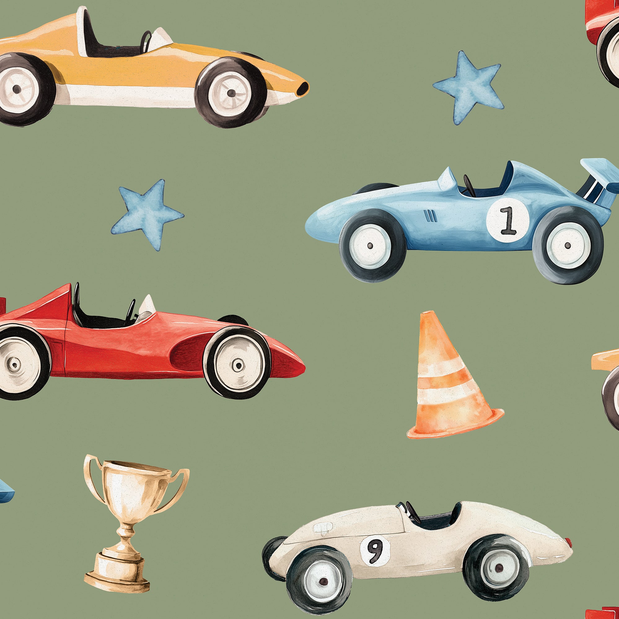 Designs Direct Vintage Race Cars Peel & Stick Wallpaper