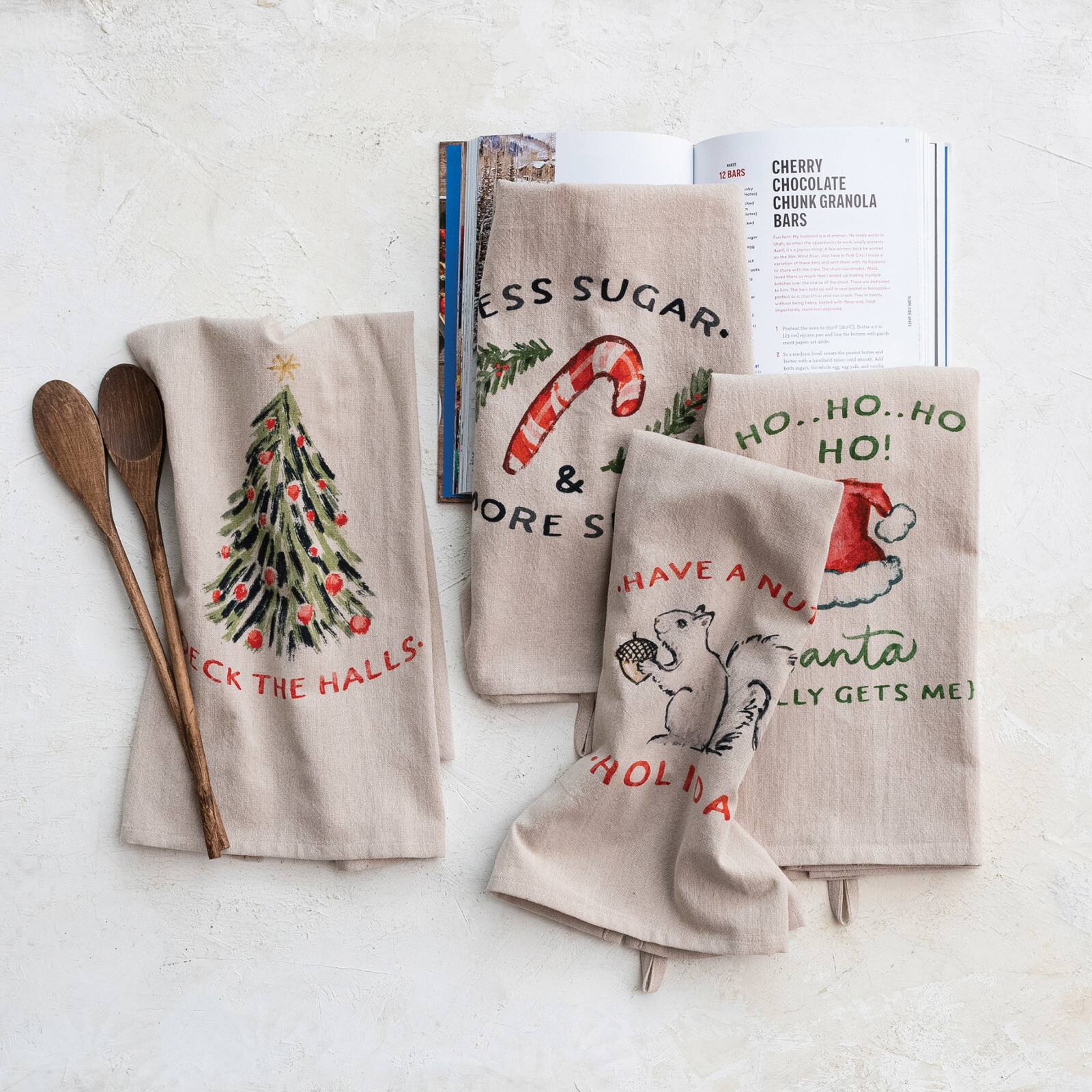 Hello Honey® 28" Cotton Printed Tea Towel with Loop Set
