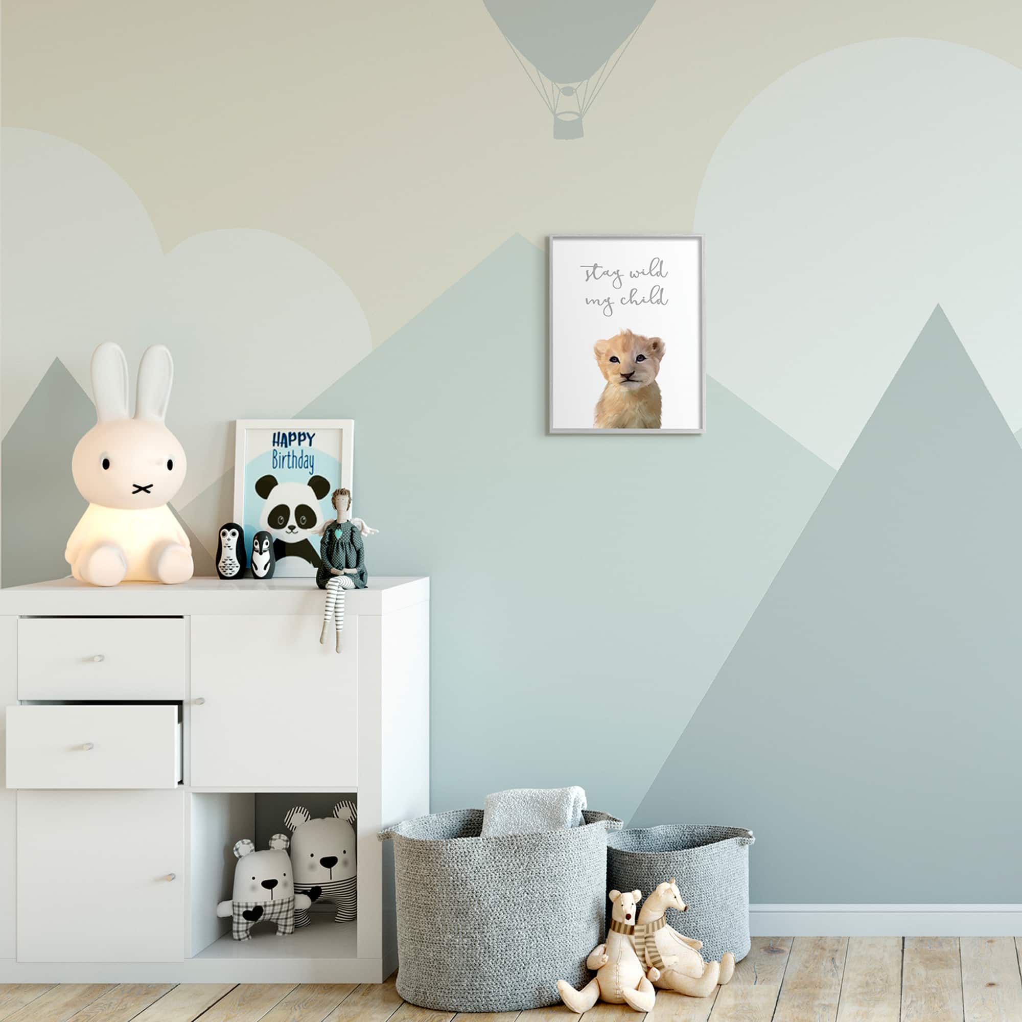 Stupell Industries Stay Wild Phrase Friendly Safari Lion Cub in Frame Wall Art