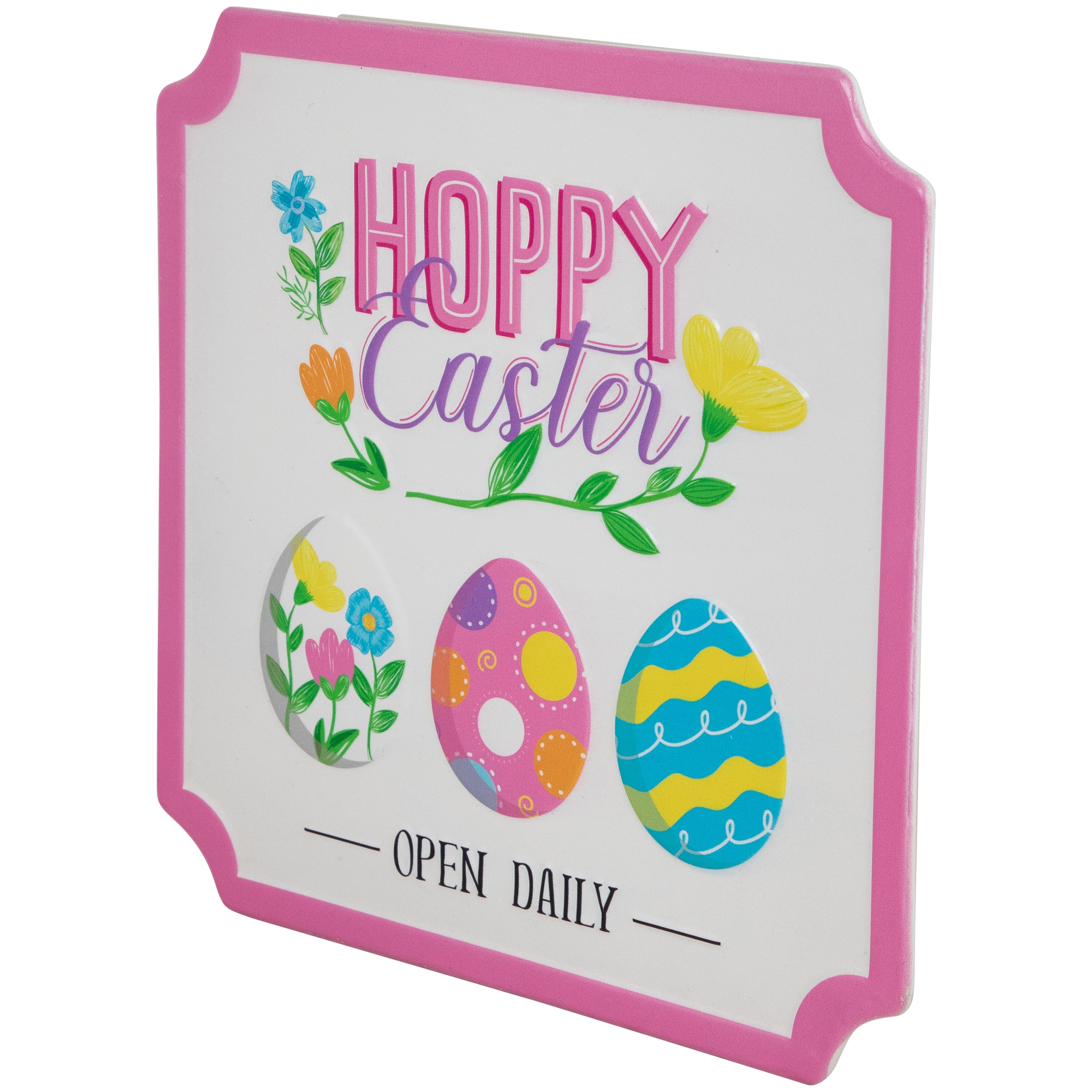 9.75" Hoppy Easter Open Daily Metal Wall Sign