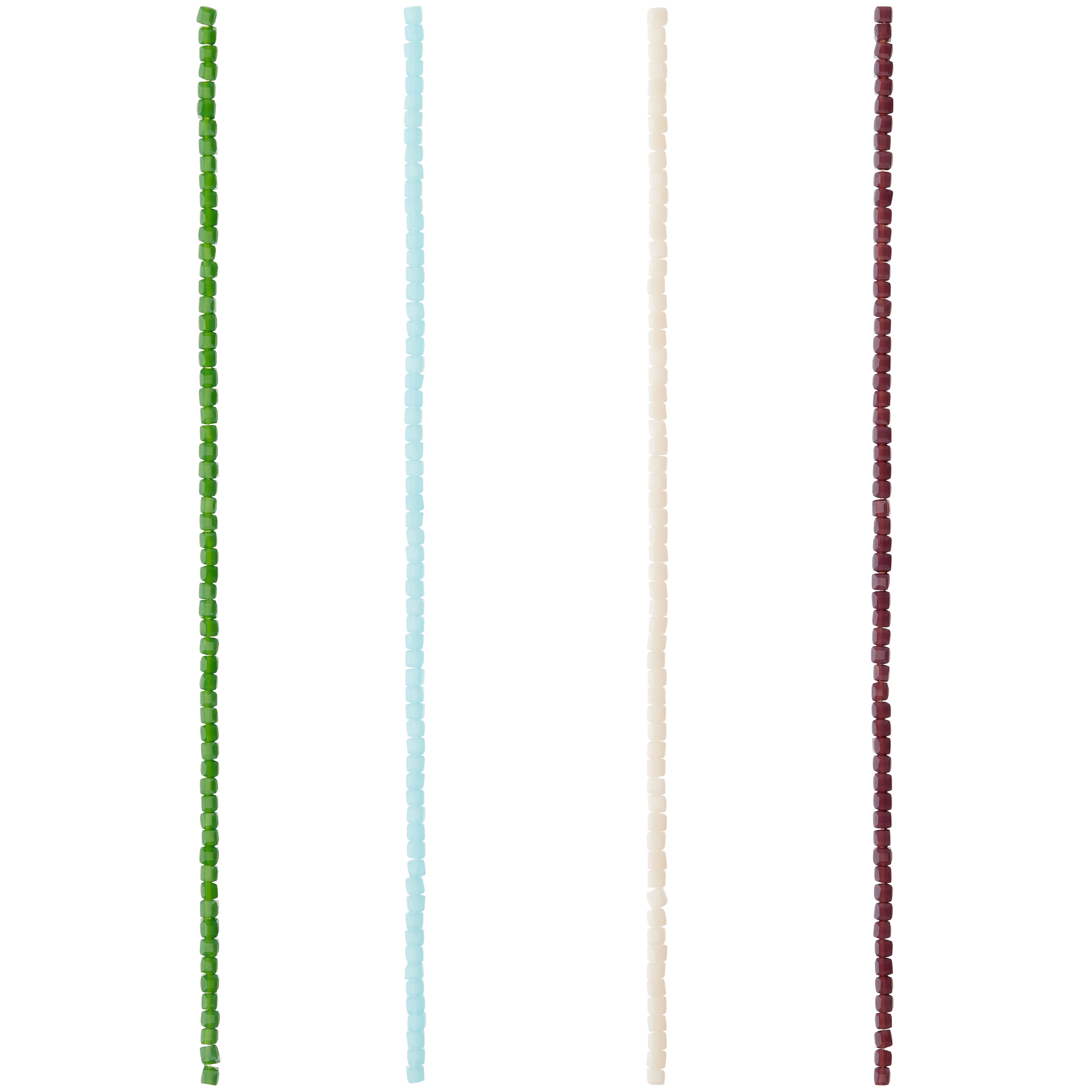 12 Pack: Purple, Green & Blue Glass Cube Beads, 3mm by Bead Landing™