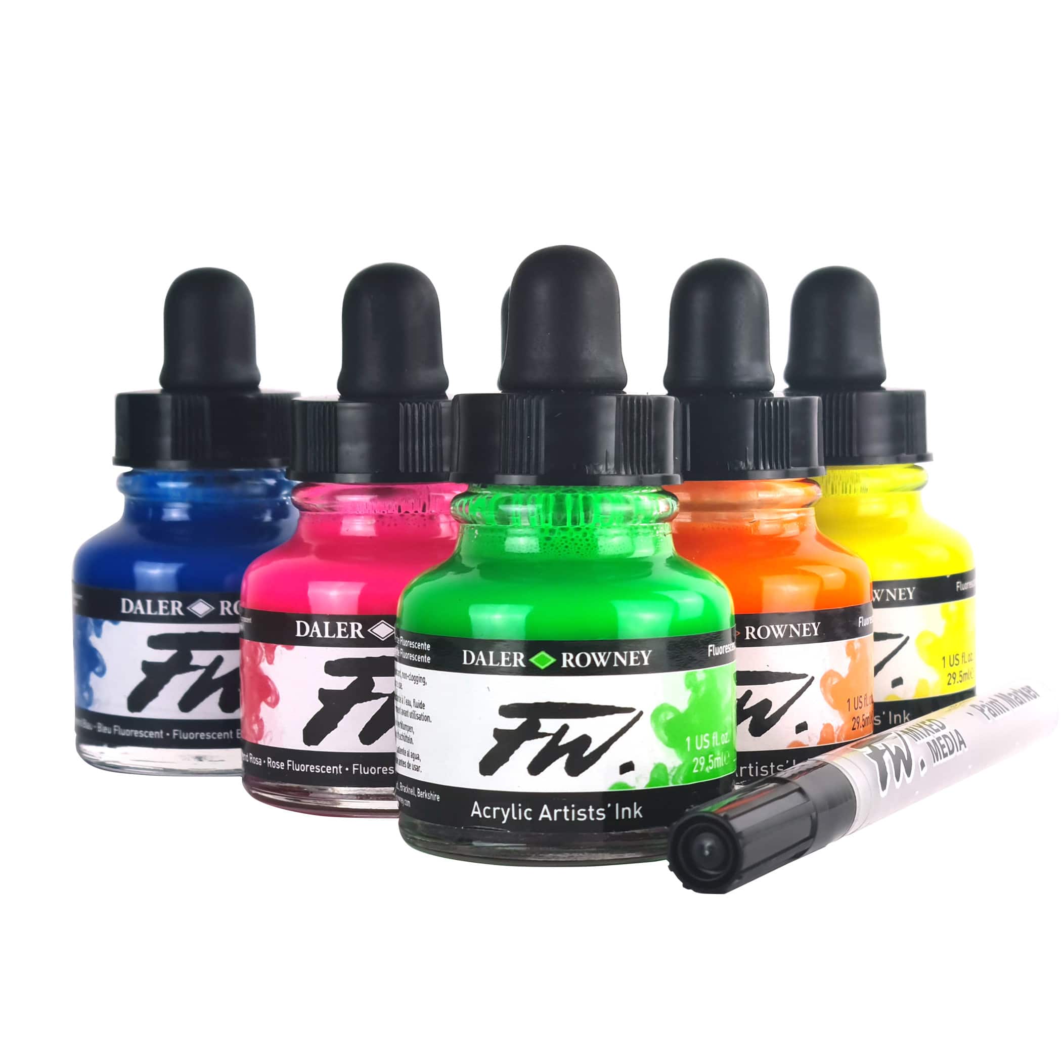 Daler-Rowney® FW Acrylic Neon Ink with Empty Marker Set