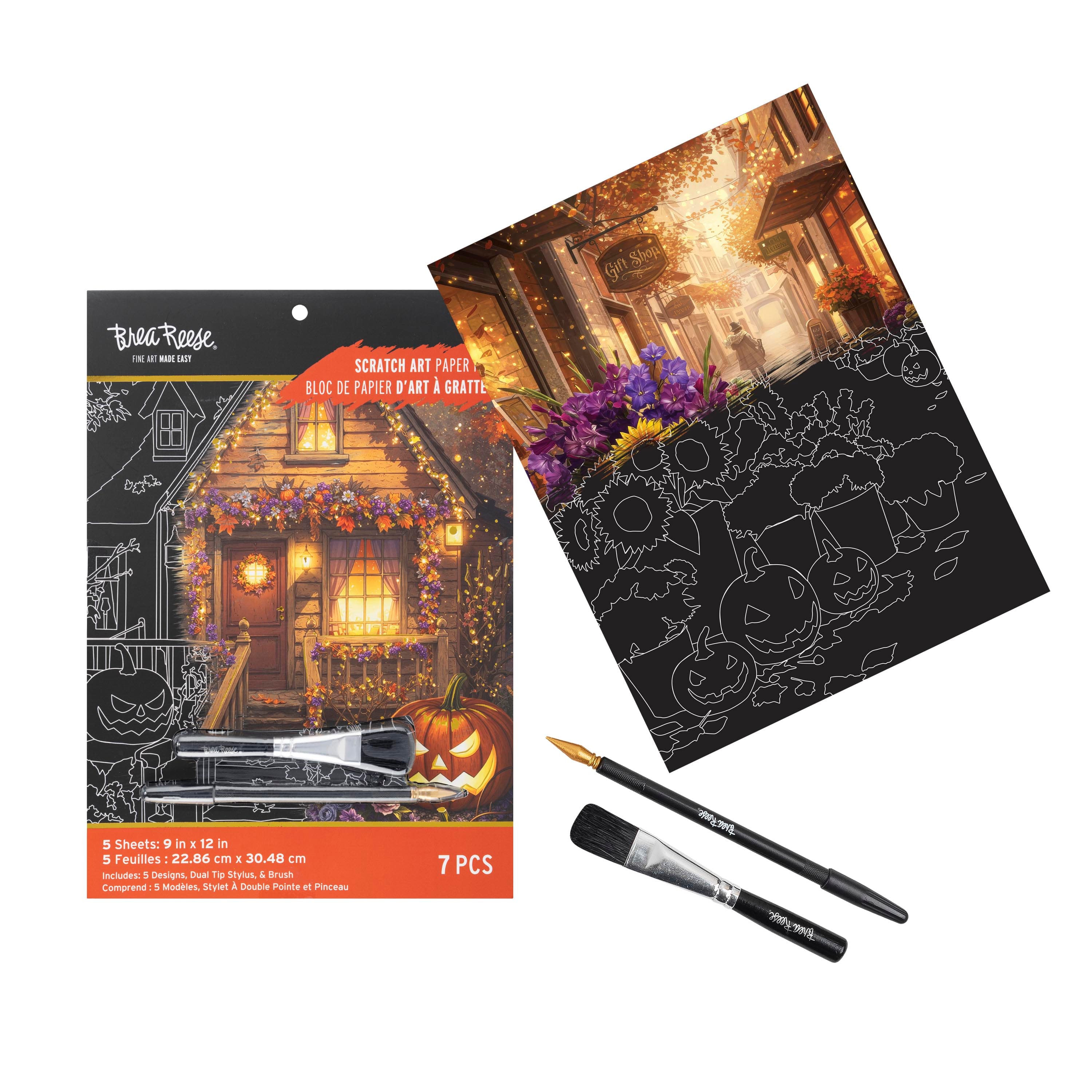 Brea Reese® 9" x 12" Smalltown Halloween Scratch Art Paper Pad