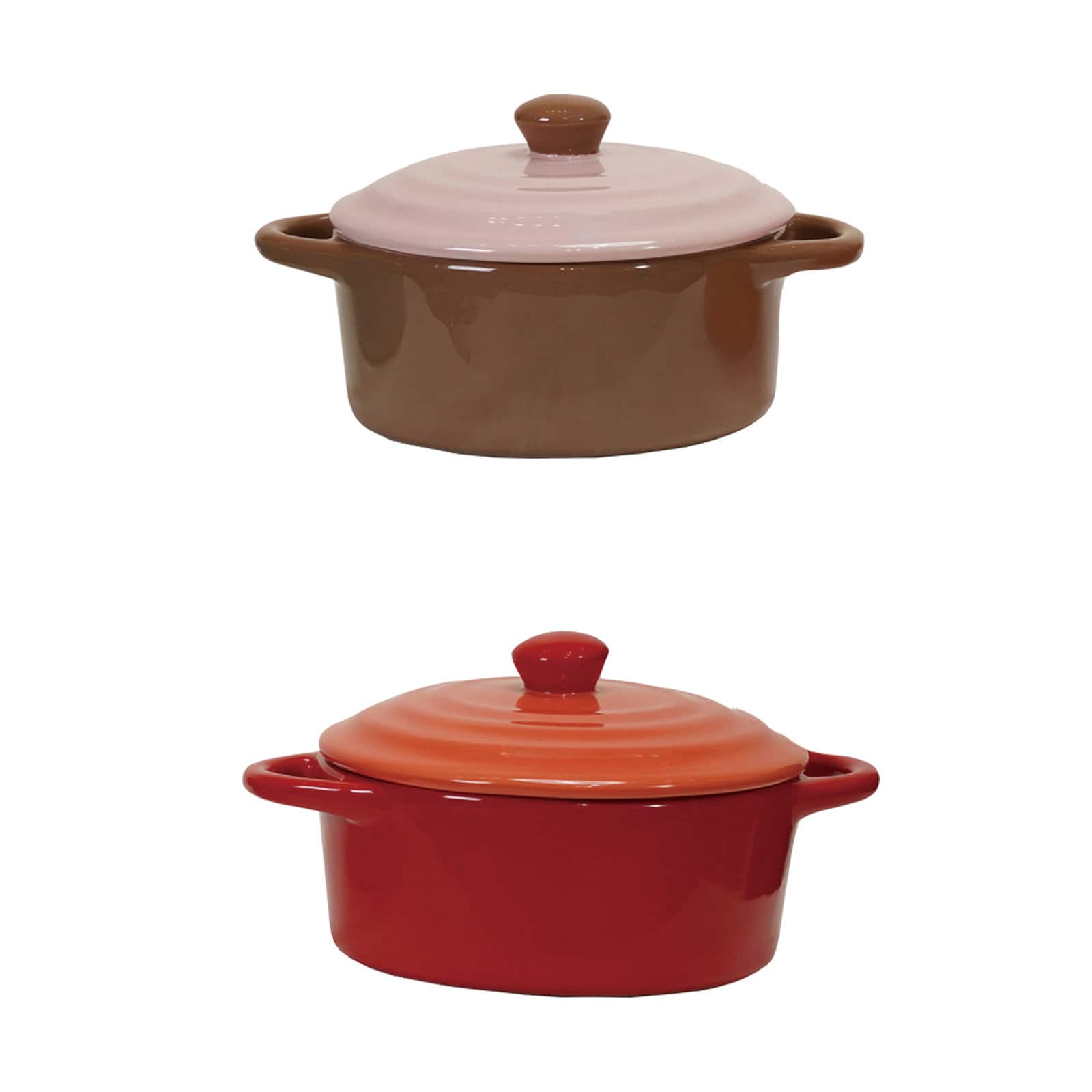 Hello Honey 4-Piece Stoneware two-tone Baker with Lid, Multicolor