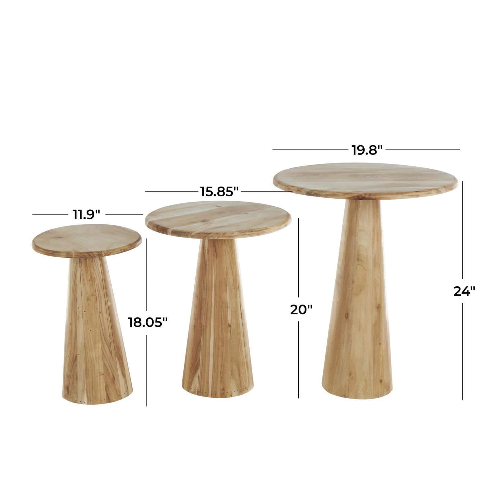 Light Brown Wood Side End Accent Tables Set