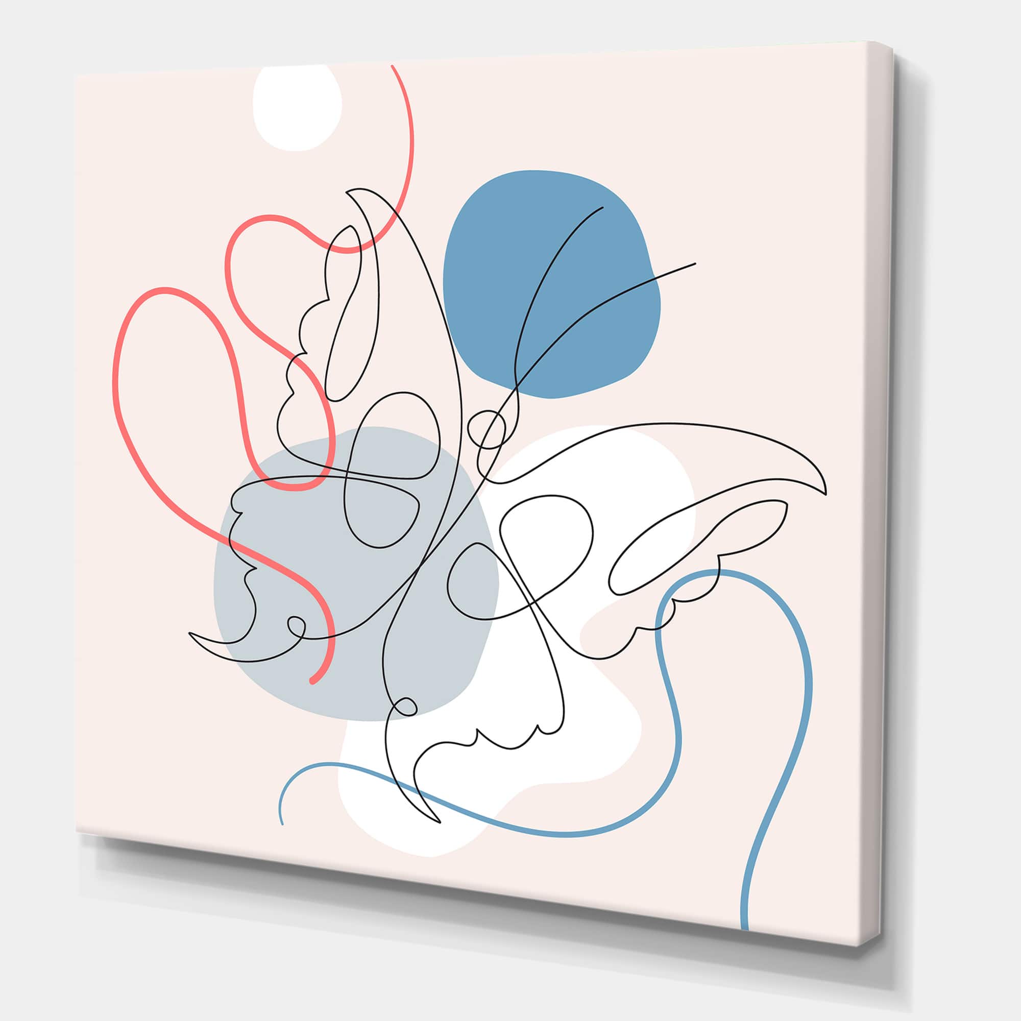 Designart - Butterfly One Line Drawing On Cubism Shapes I