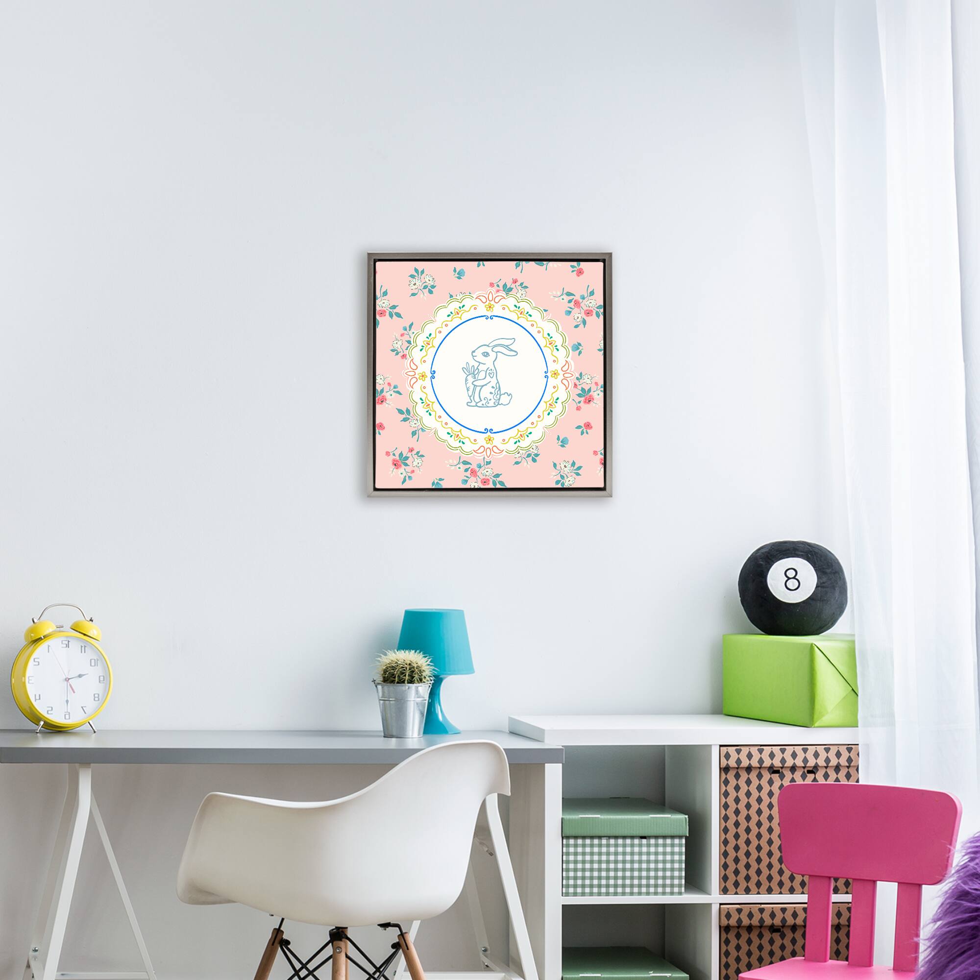 Stupell Industries Whimsical Spring Bunny Floating Frame Wall Art