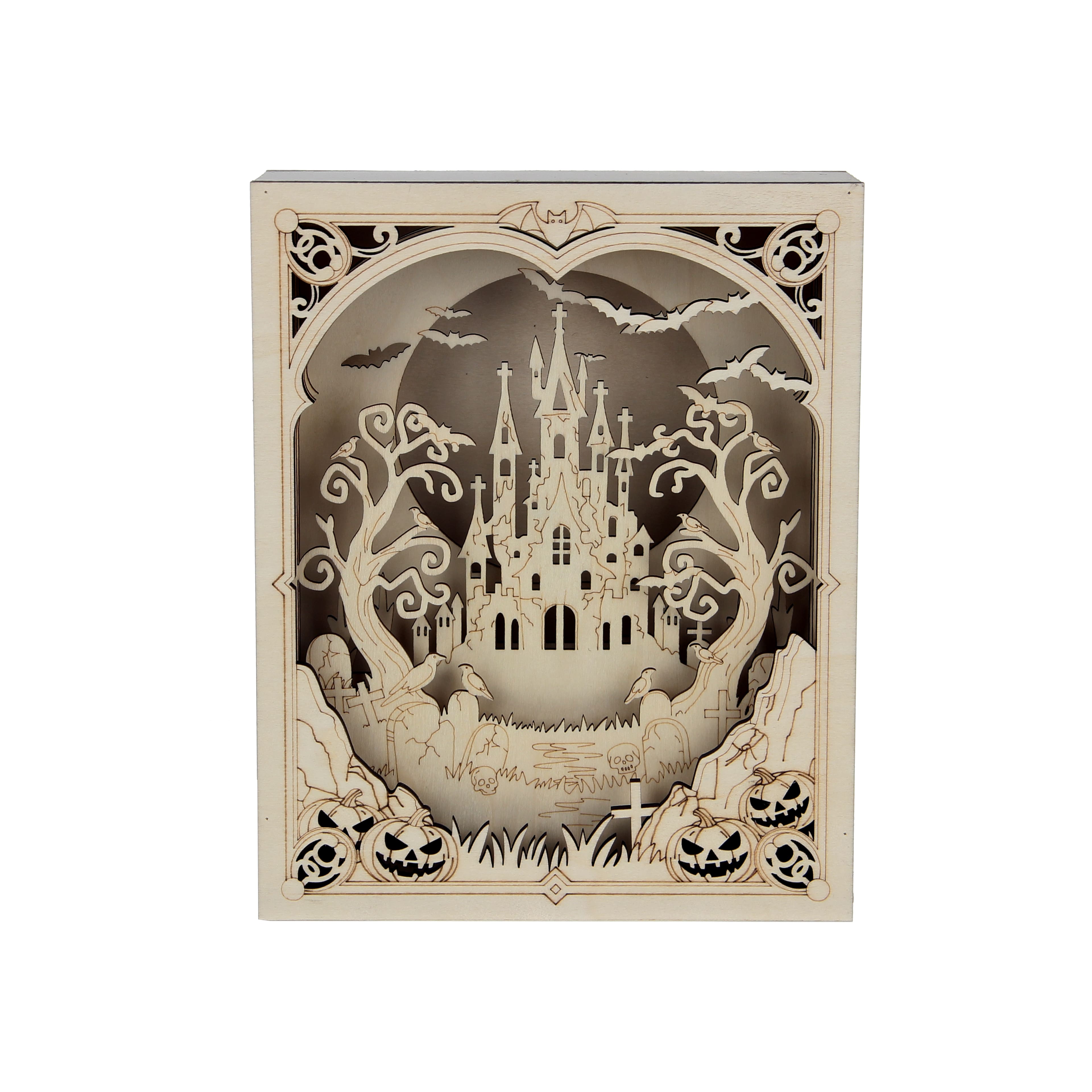 Michaels, 8.75" Haunted Castle Shadow Box DIY LED Wood Décor by Make Market® – Category: DIY Wood & Ceramic Crafts