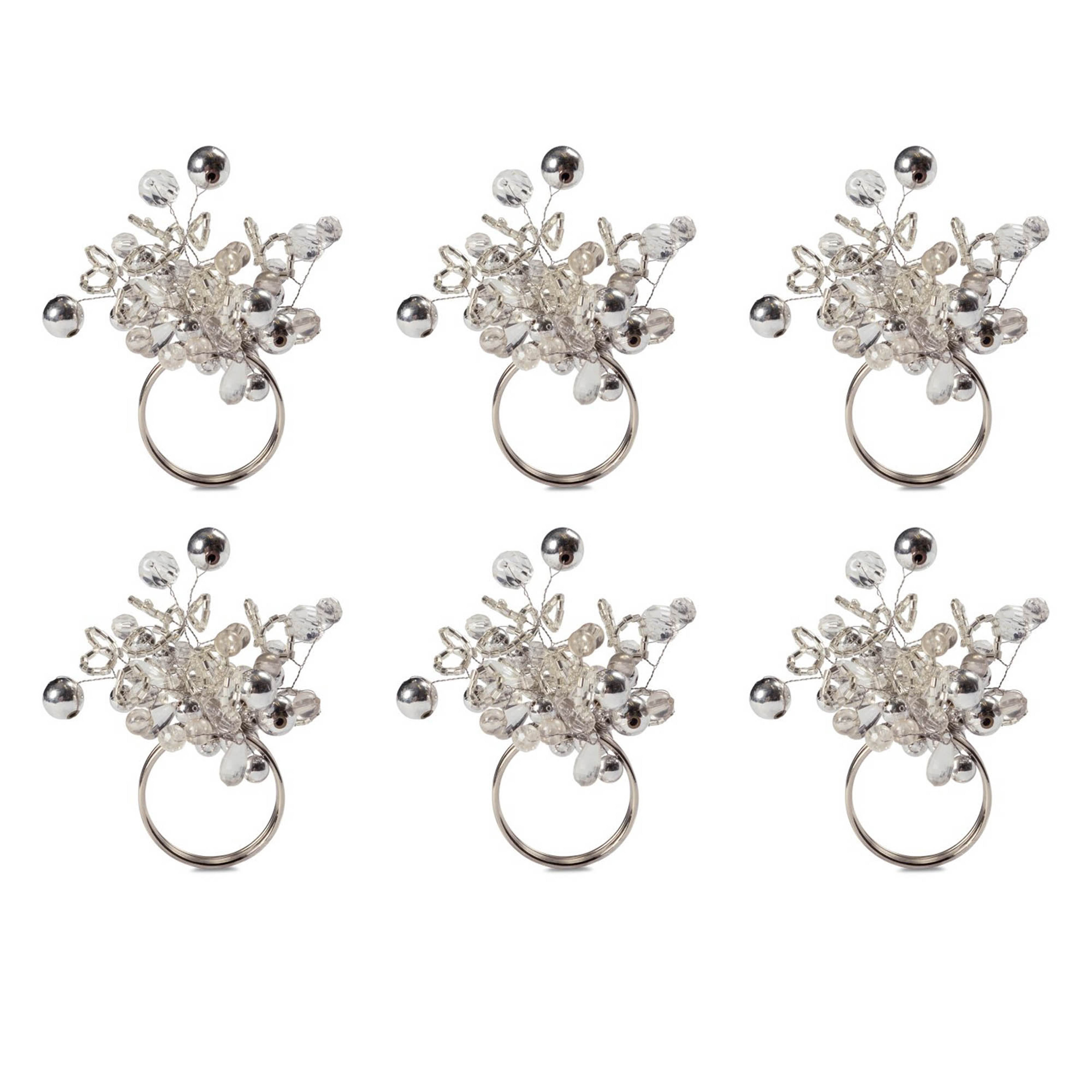 DII® Silver Multi Bead Napkin Rings, 6ct.