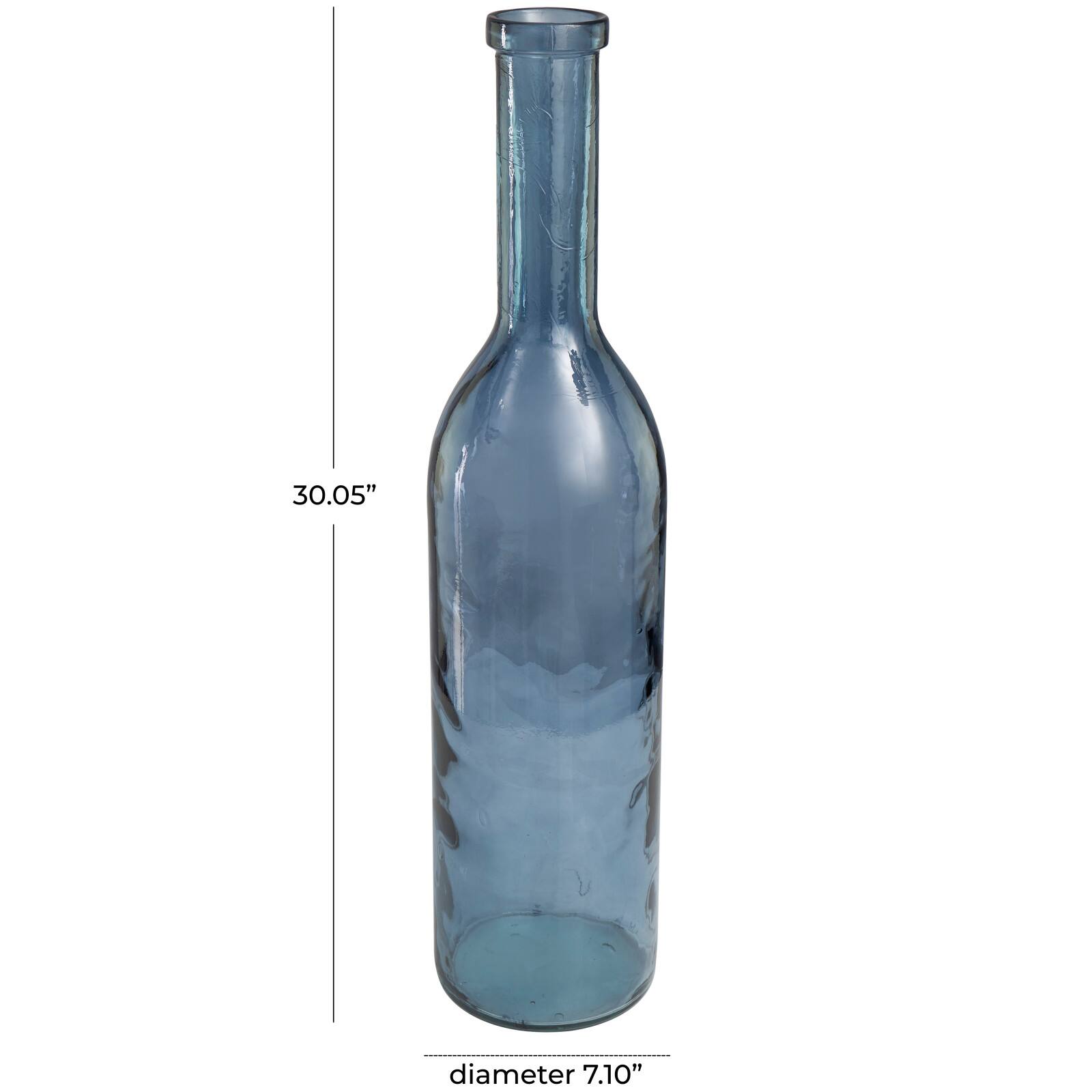 30" Blue Recycled Glass Tall Spanish Bottleneck Vase