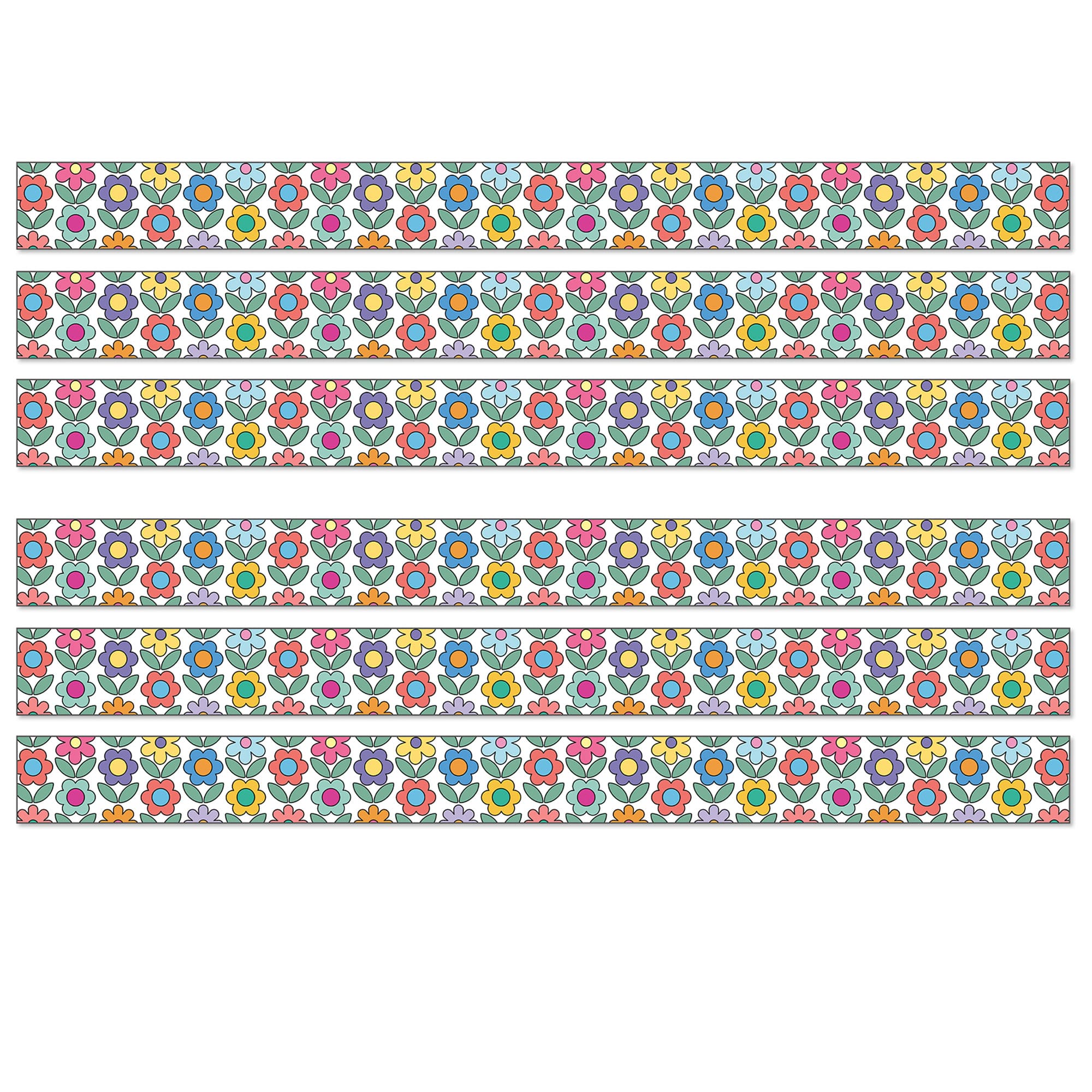 Carson Dellosa®  Retro Remix Flowers Straight Borders Sets, 6ct. 