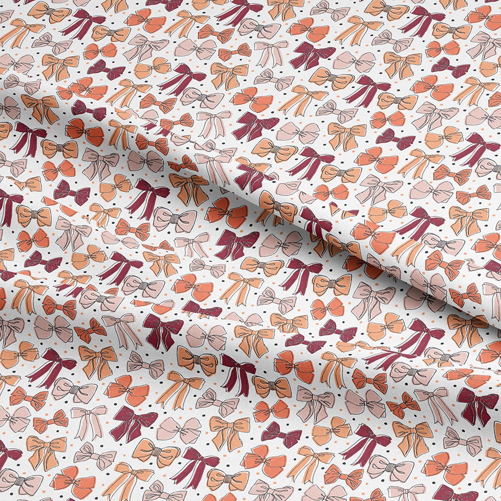 Eugene Textiles Pink Bows on White Cotton Quilting Fabric