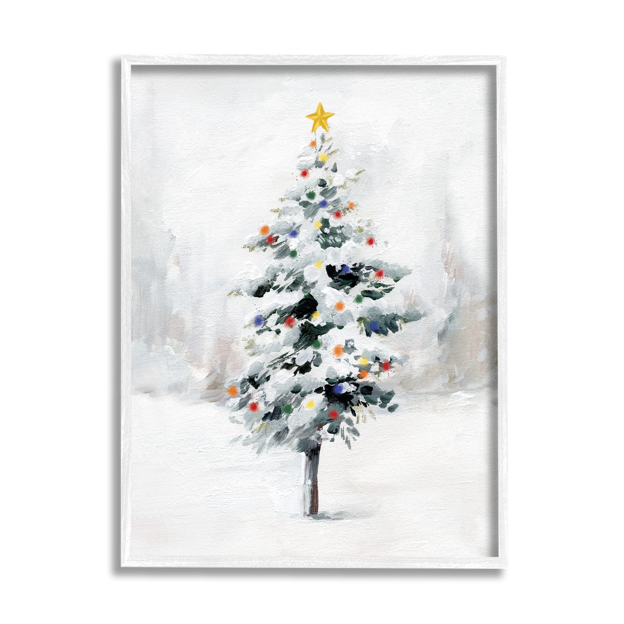 Stupell Industries Snowy Christmas Tree Landscape Framed Giclee Art
