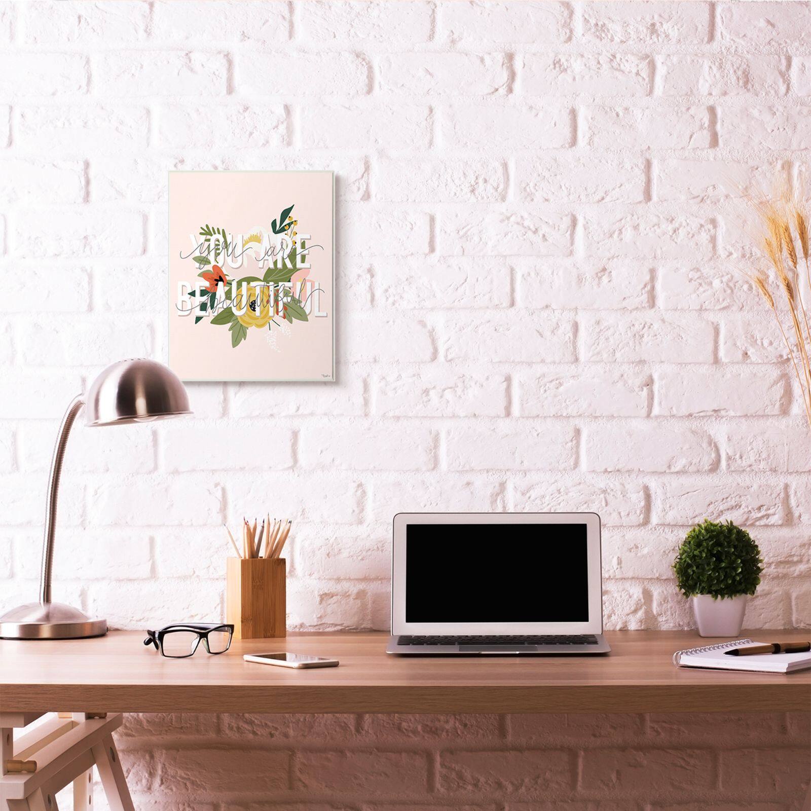Stupell Industries You Are Beautiful Pink Flower Wall Plaque